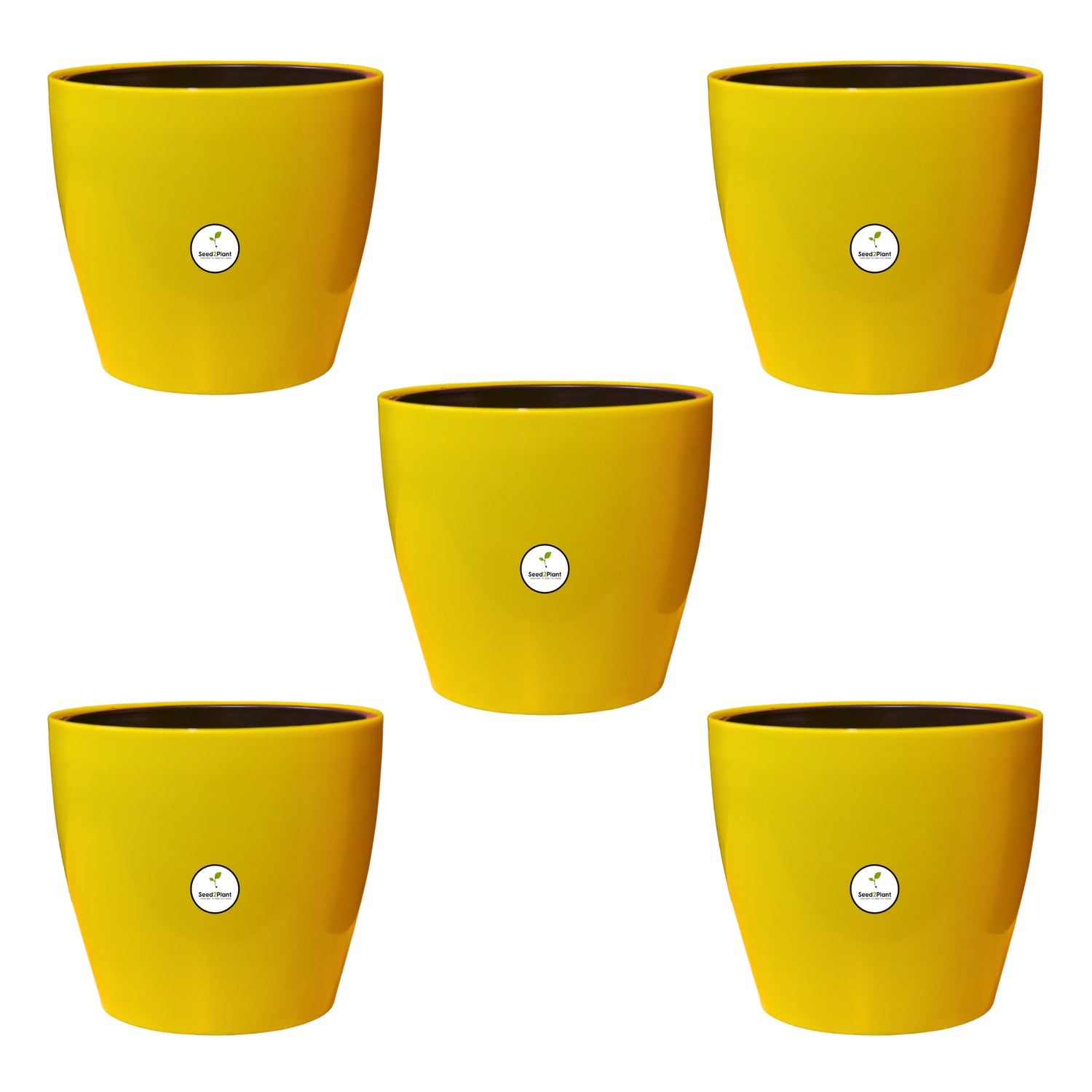 7 inch Indoor Plastic Pot (with Inner Pot) - Yellow Colour