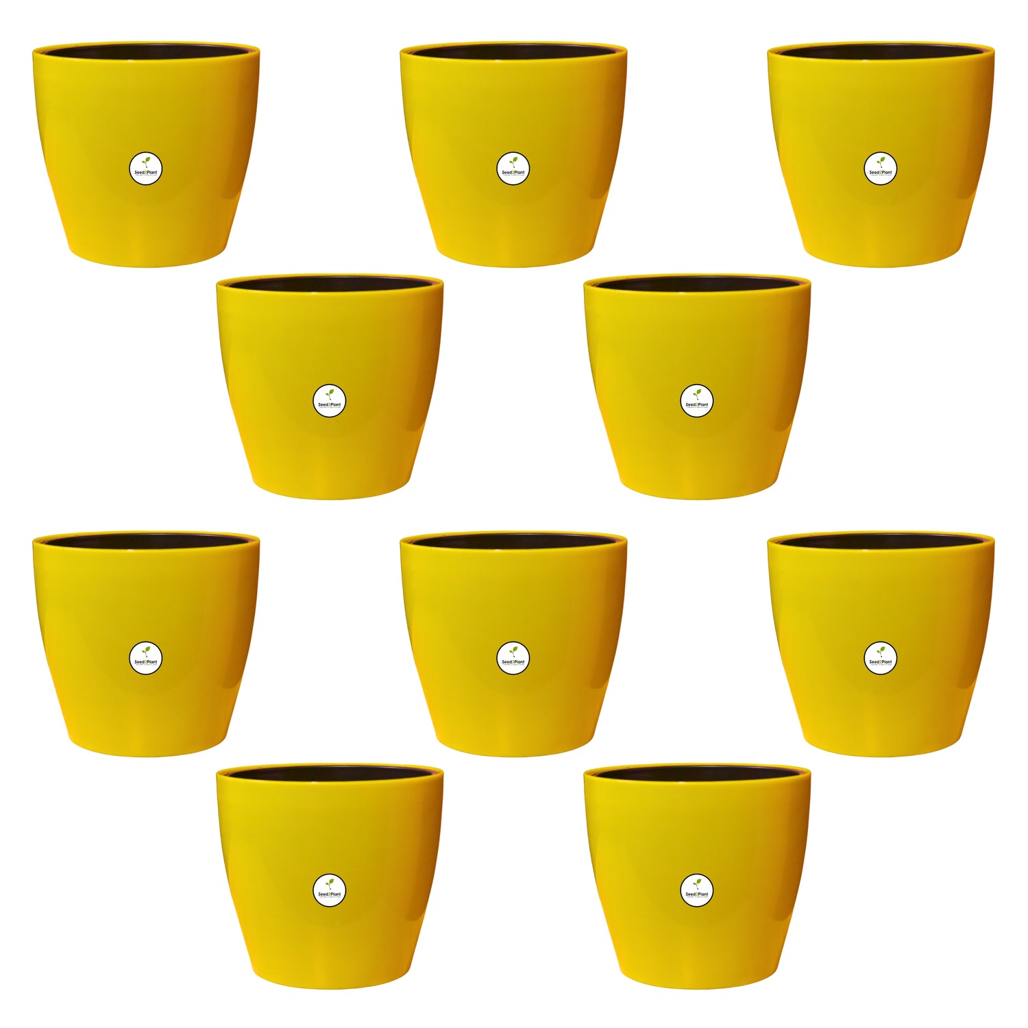 7 inch Indoor Plastic Pot (with Inner Pot) - Yellow Colour