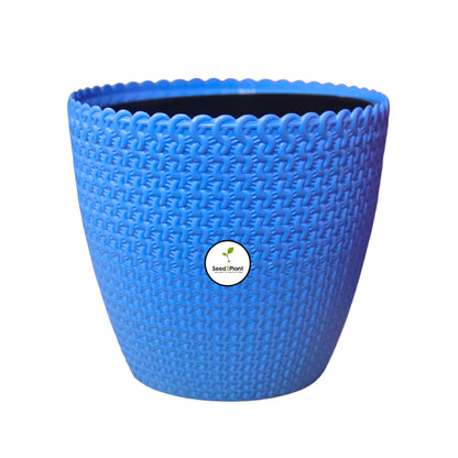 Flora Indoor Plastic Pot (with Inner Pot) - Blue Colour