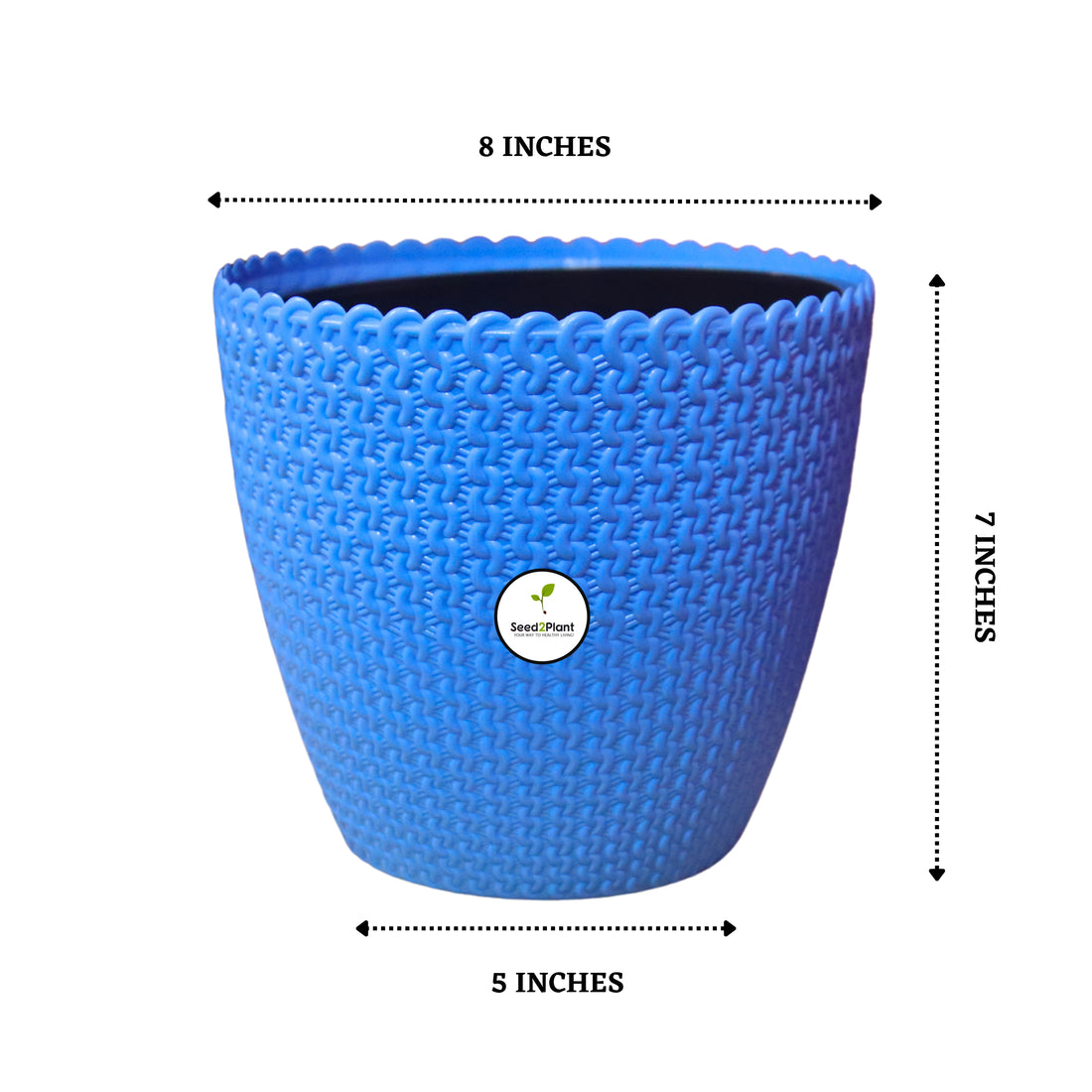 Flora Indoor Plastic Pot (with Inner Pot) - Blue Colour