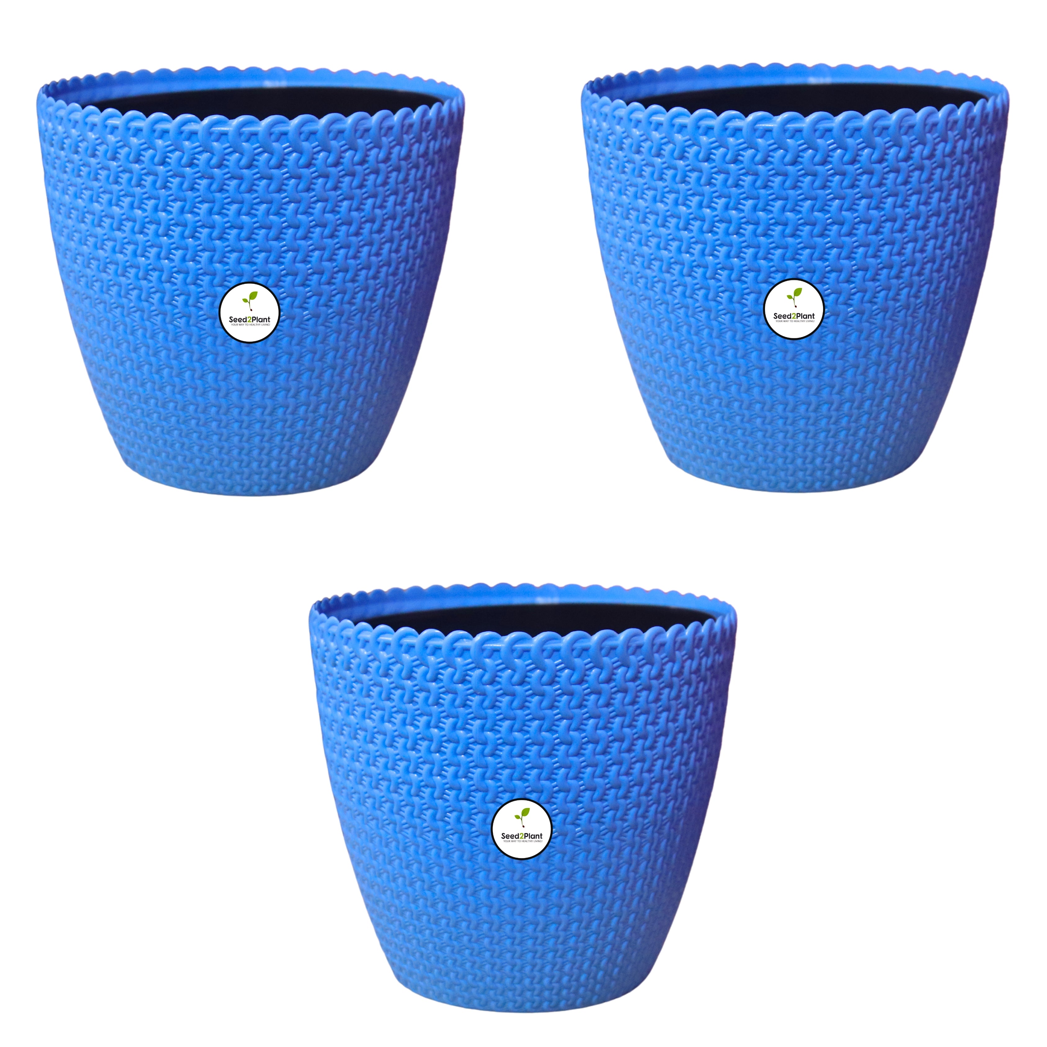 Flora Indoor Plastic Pot (with Inner Pot) - Blue Colour