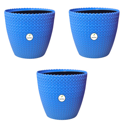 Flora Indoor Plastic Pot (with Inner Pot) - Blue Colour