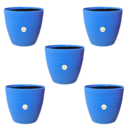 Flora Indoor Plastic Pot (with Inner Pot) - Blue Colour