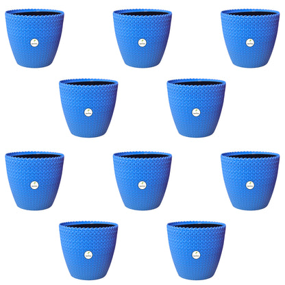 Flora Indoor Plastic Pot (with Inner Pot) - Blue Colour