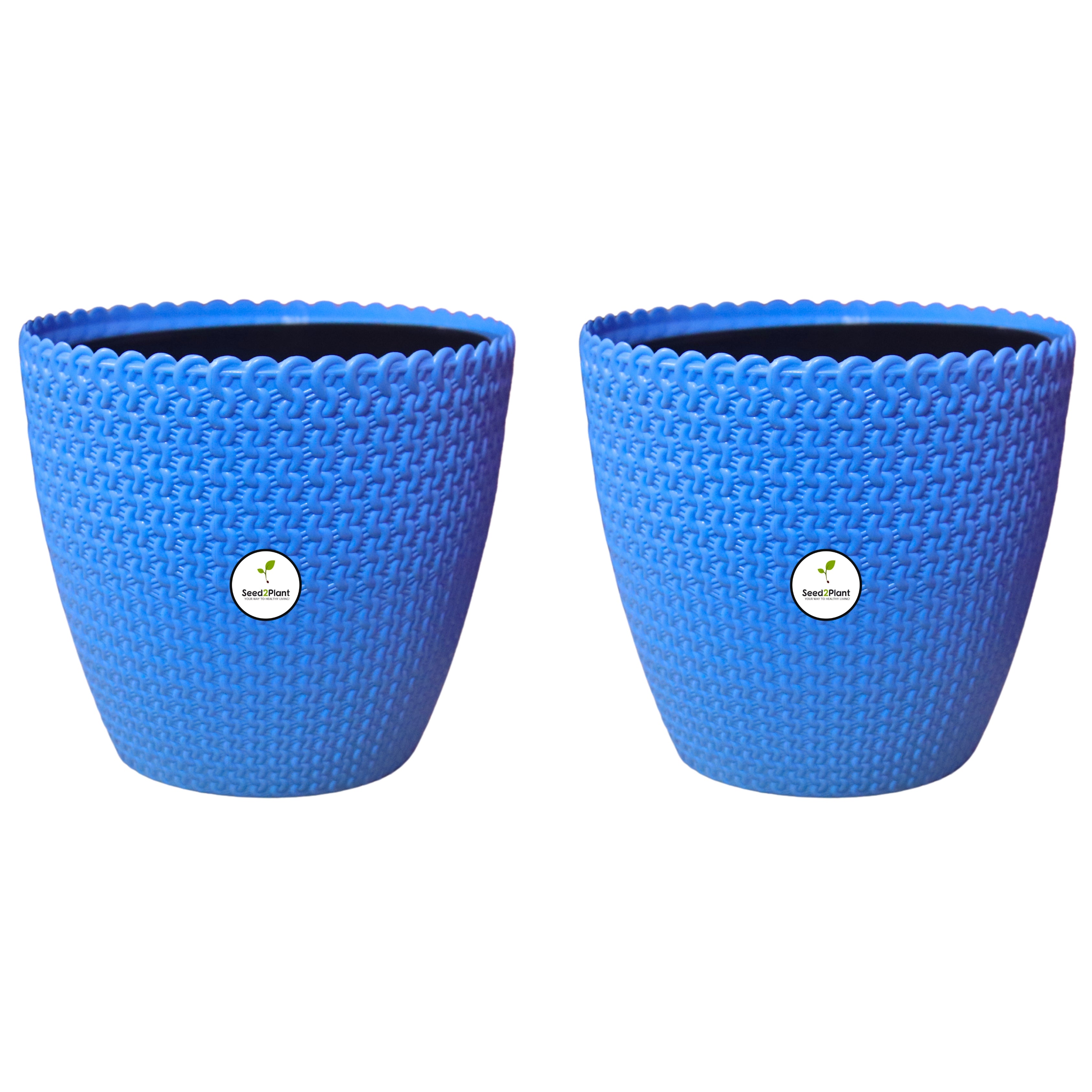 Flora Indoor Plastic Pot (with Inner Pot) - Blue Colour