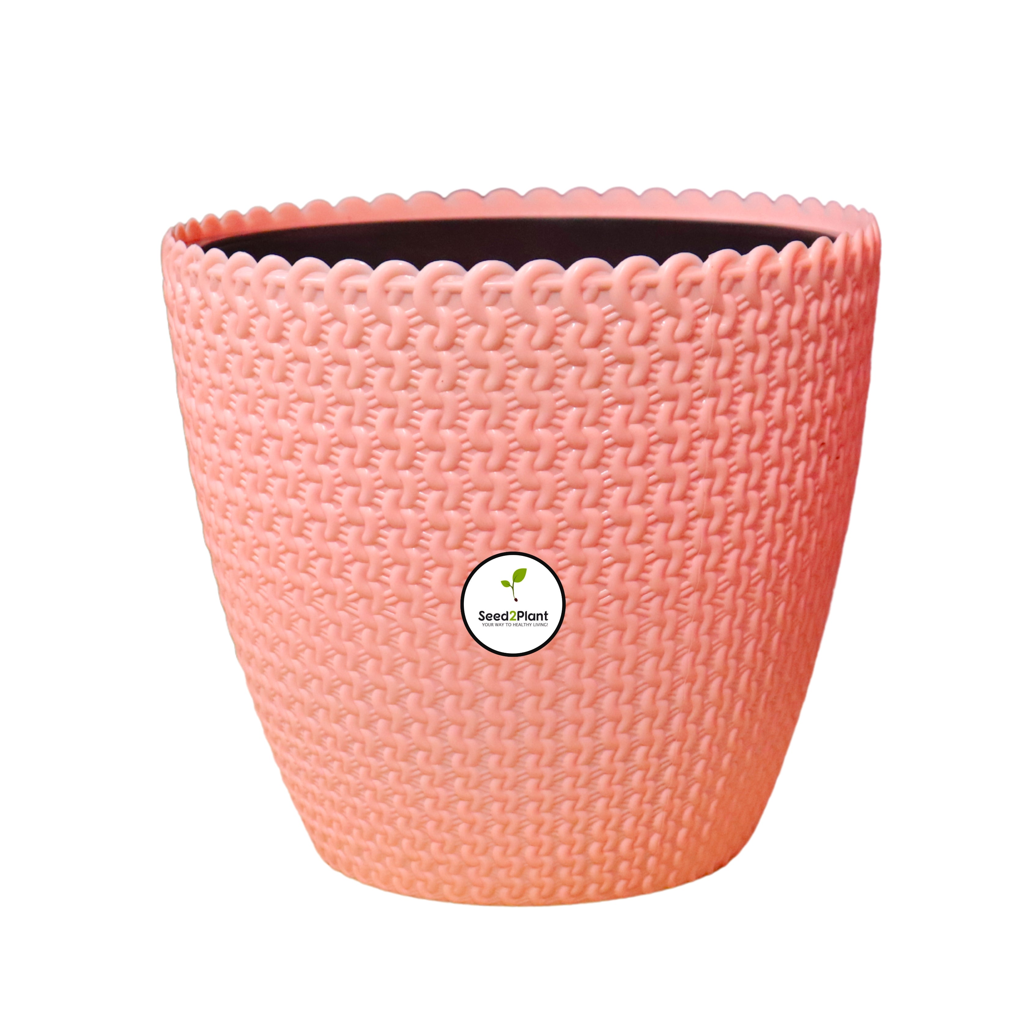 Flora Indoor Plastic Pot (with Inner Pot) - Sandal Colour