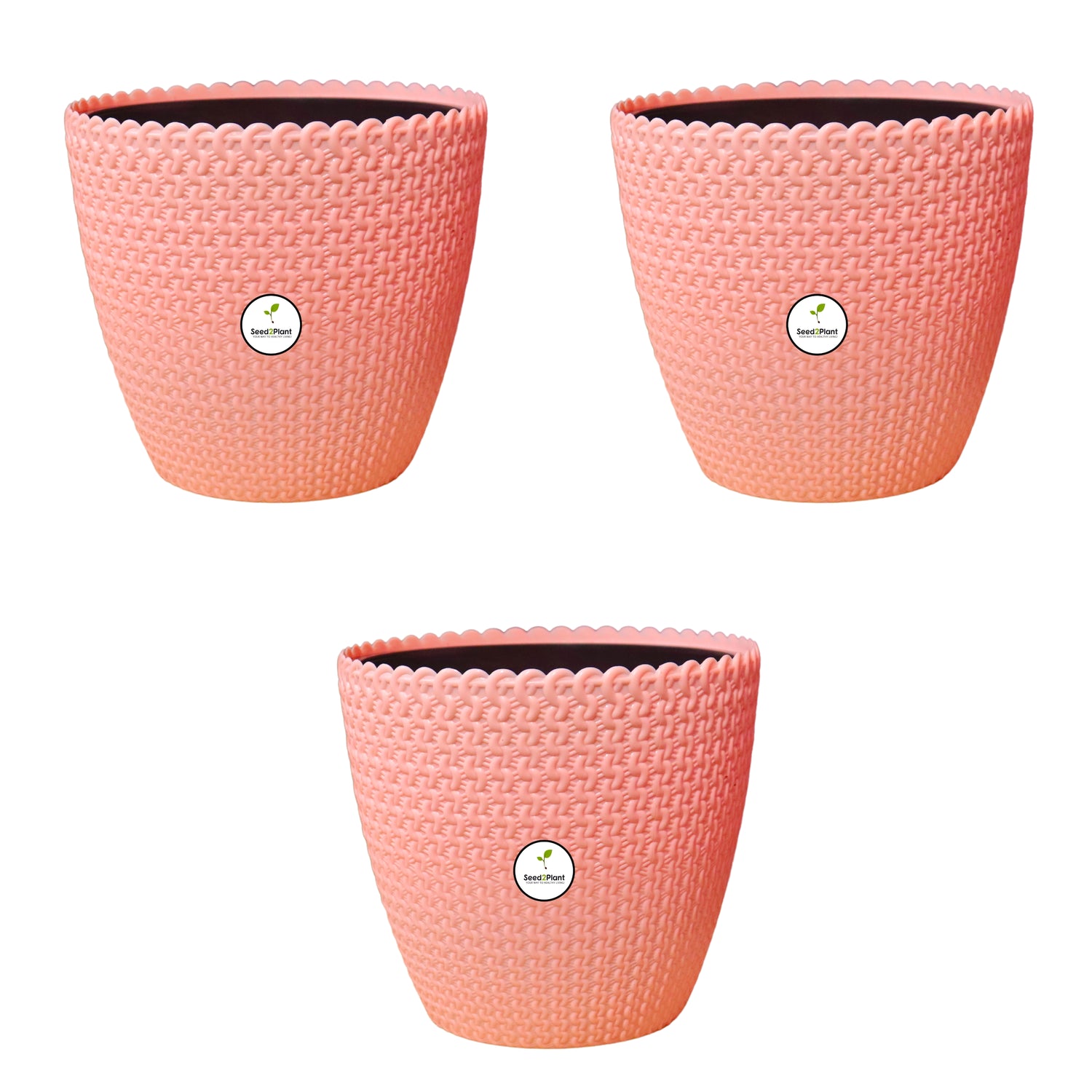 Flora Indoor Plastic Pot (with Inner Pot) - Sandal Colour