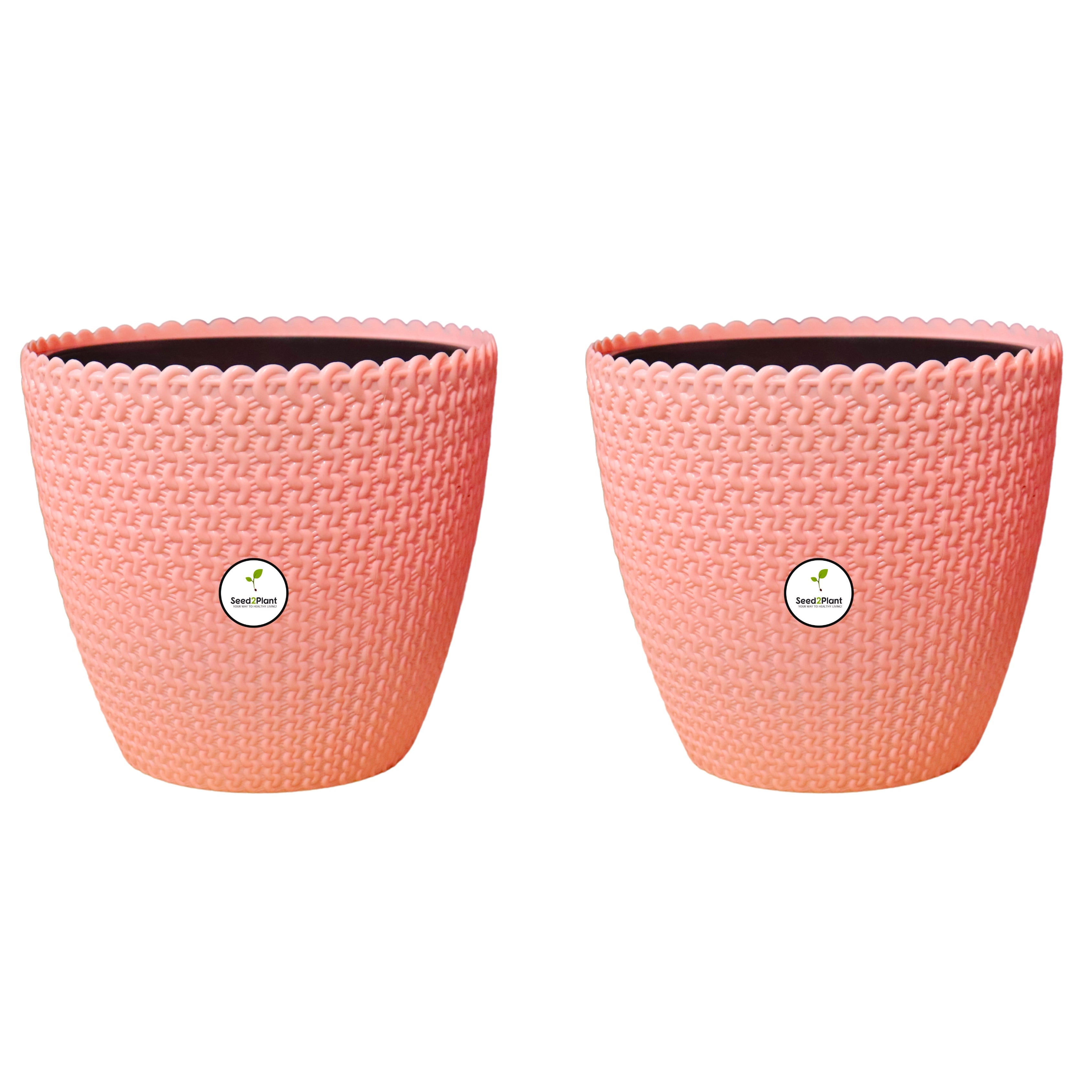 Flora Indoor Plastic Pot (with Inner Pot) - Sandal Colour