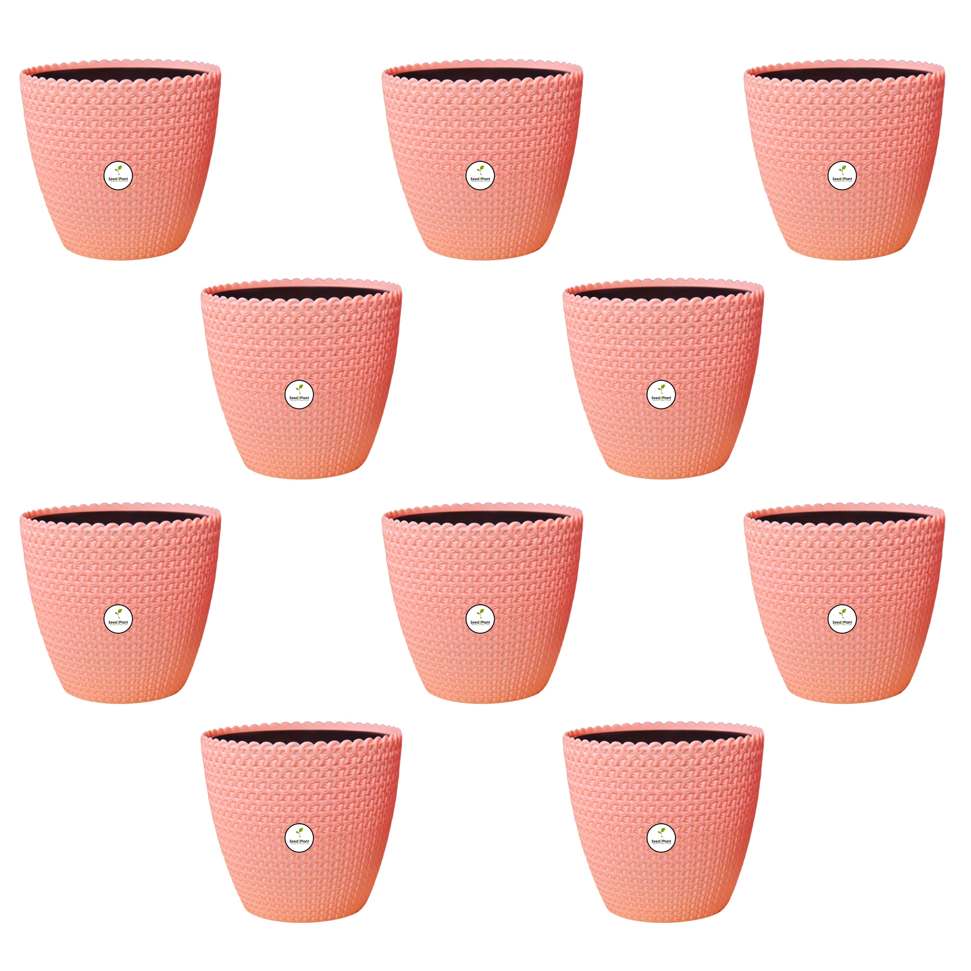 Flora Indoor Plastic Pot (with Inner Pot) - Sandal Colour