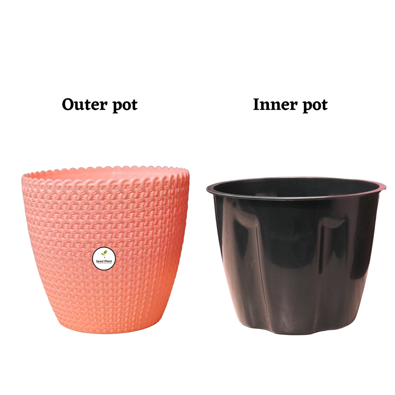 Flora Indoor Plastic Pot (with Inner Pot) - Sandal Colour