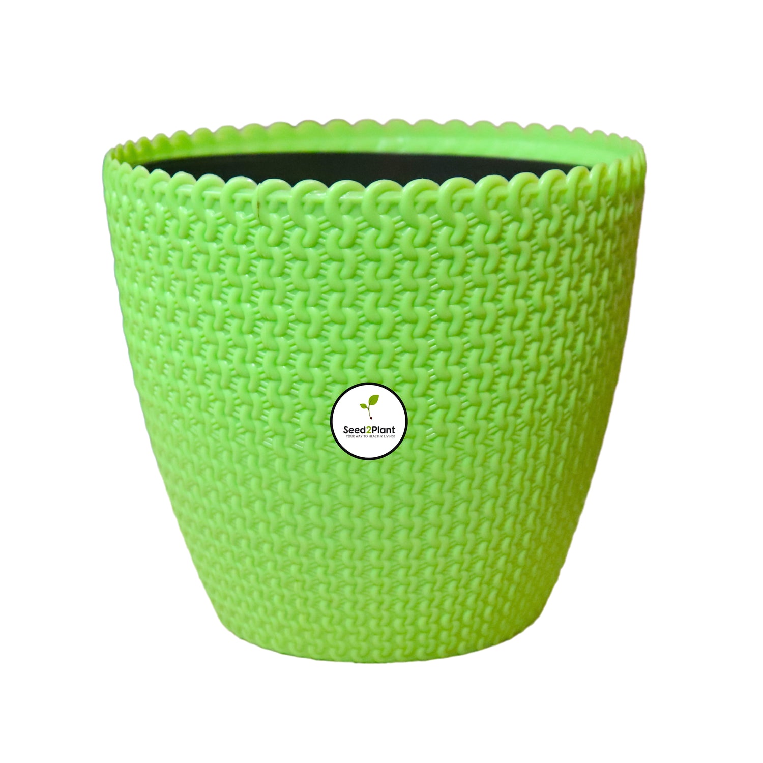 Flora Indoor Plastic Pot (with Inner Pot) - Green Colour