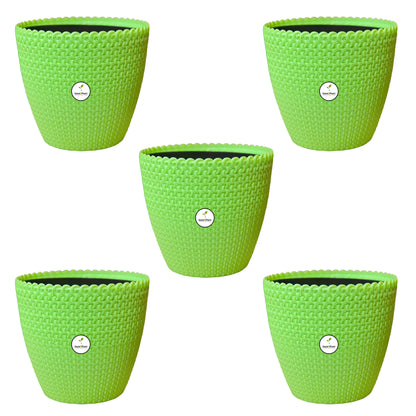 Flora Indoor Plastic Pot (with Inner Pot) - Green Colour