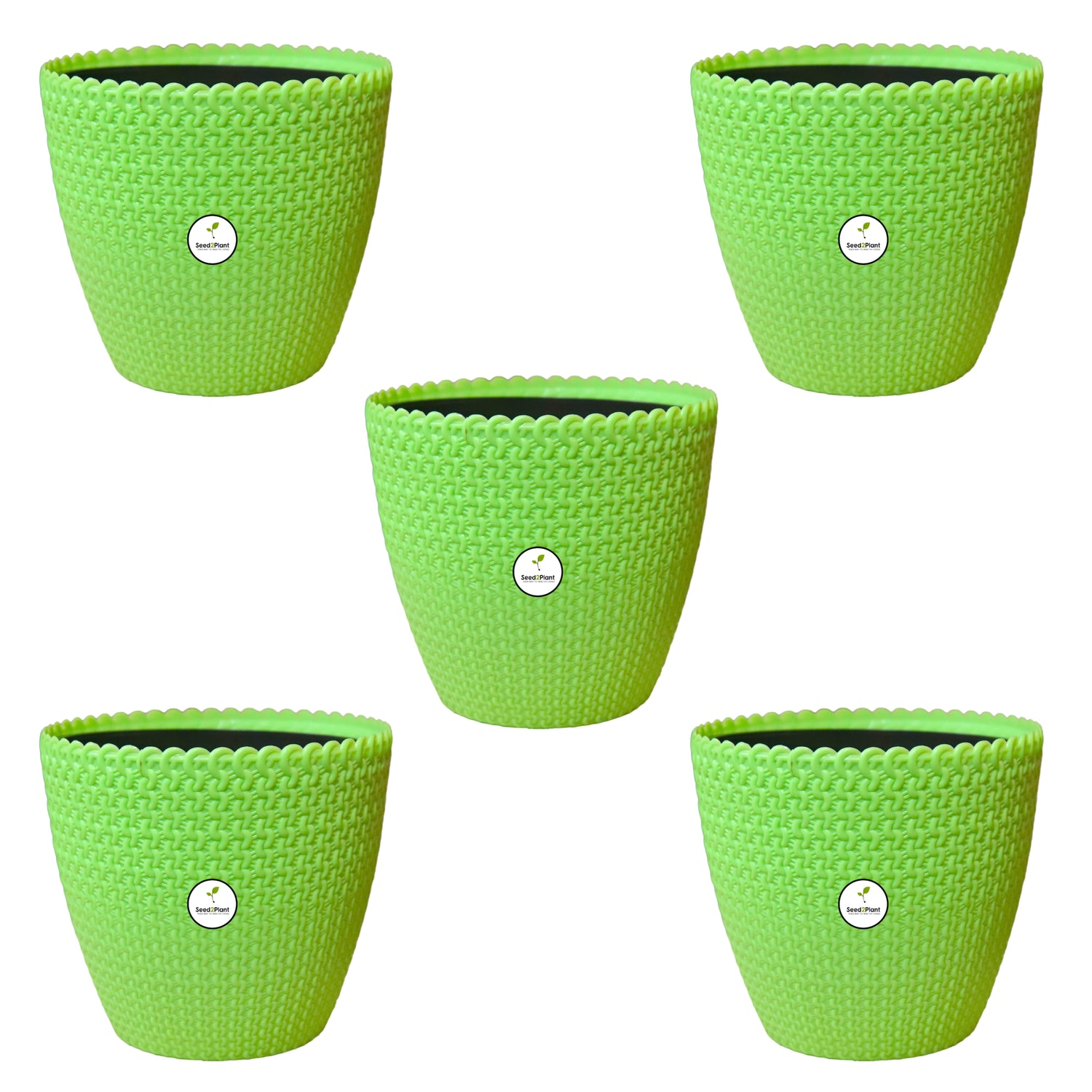 Flora Indoor Plastic Pot (with Inner Pot) - Green Colour