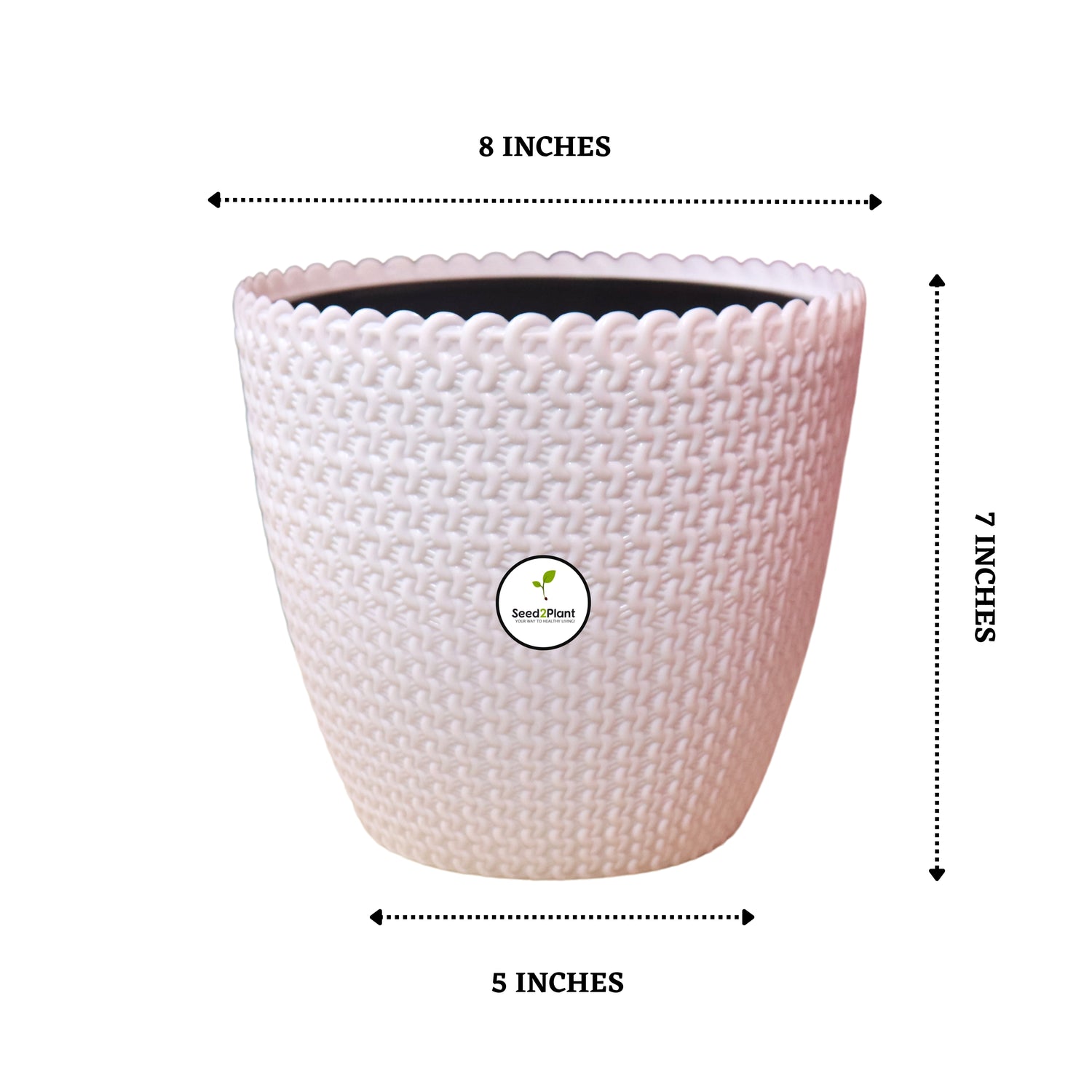 Flora Indoor Plastic Pot (with Inner Pot) - White Colour