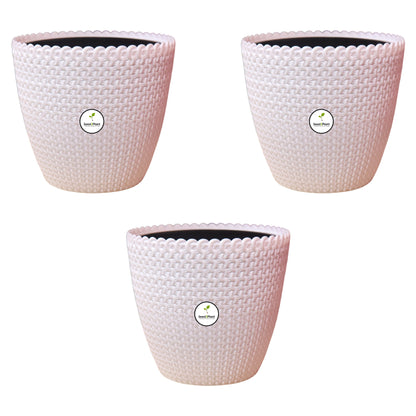 Flora Indoor Plastic Pot (with Inner Pot) - White Colour