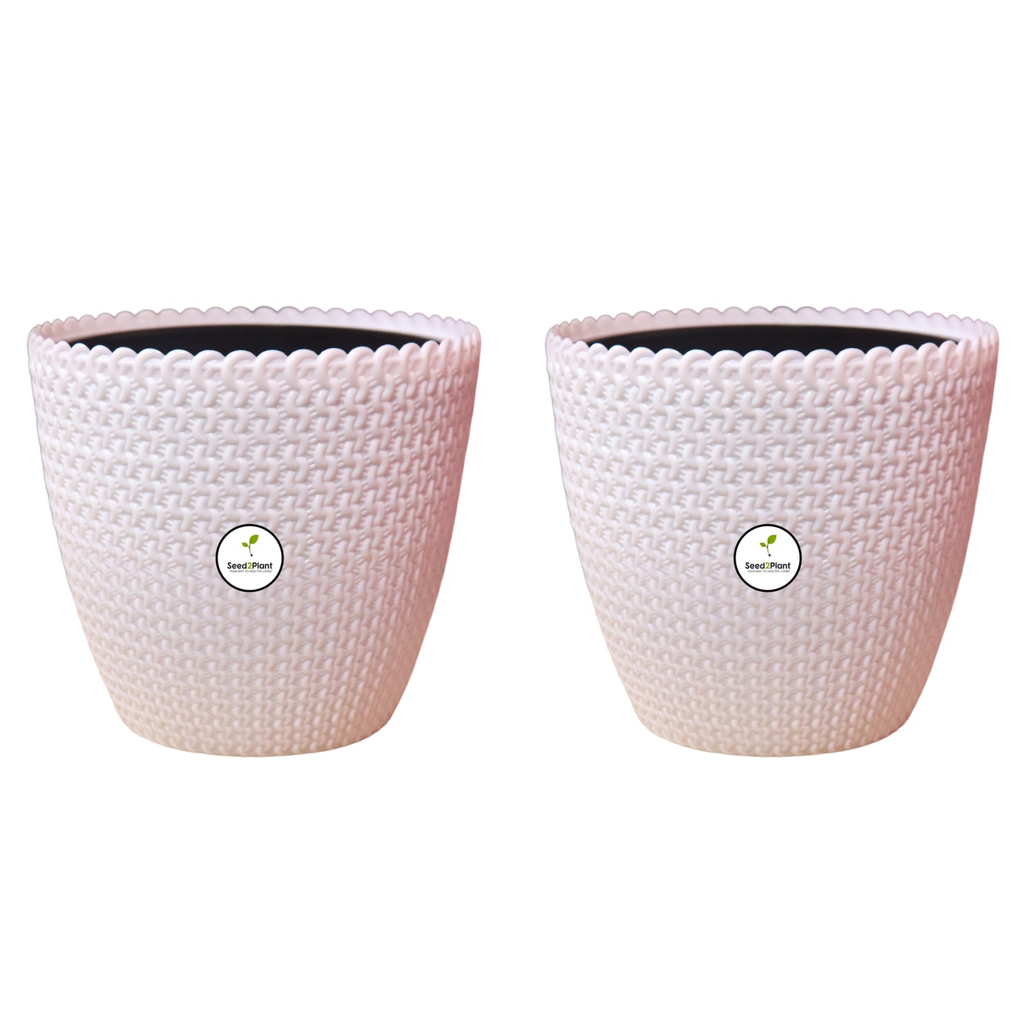 Flora Indoor Plastic Pot (with Inner Pot) - White Colour