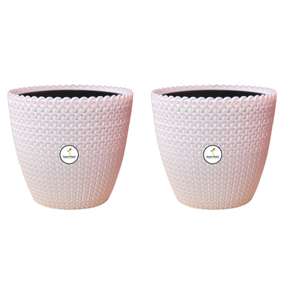 Flora Indoor Plastic Pot (with Inner Pot) - White Colour
