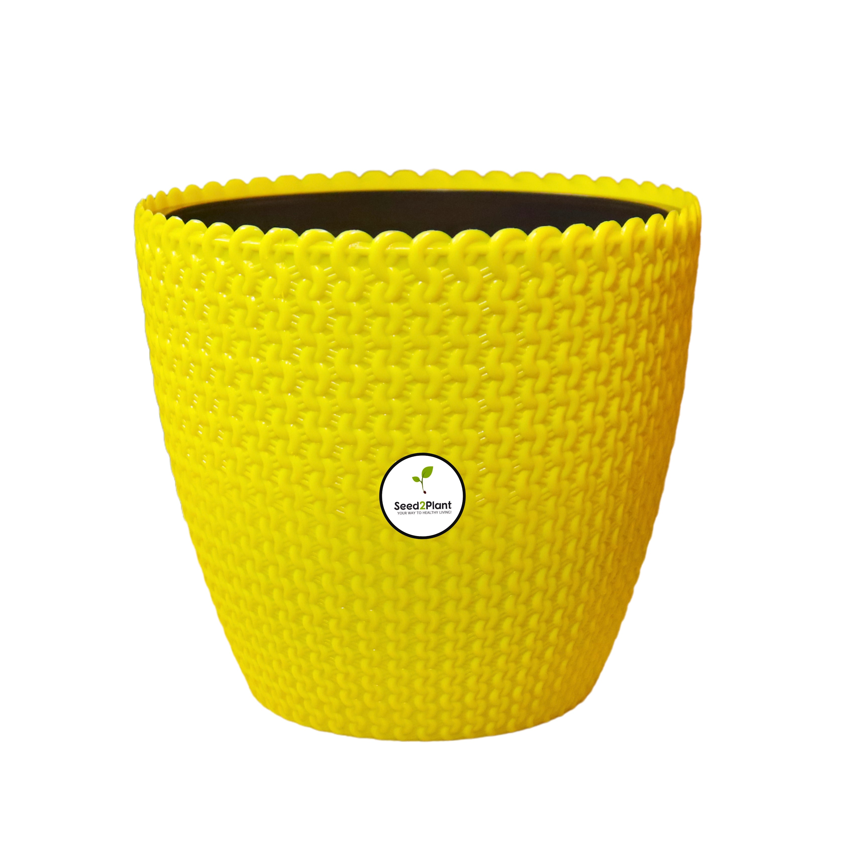 Flora Indoor Plastic Pot (with Inner Pot) - Yellow Colour