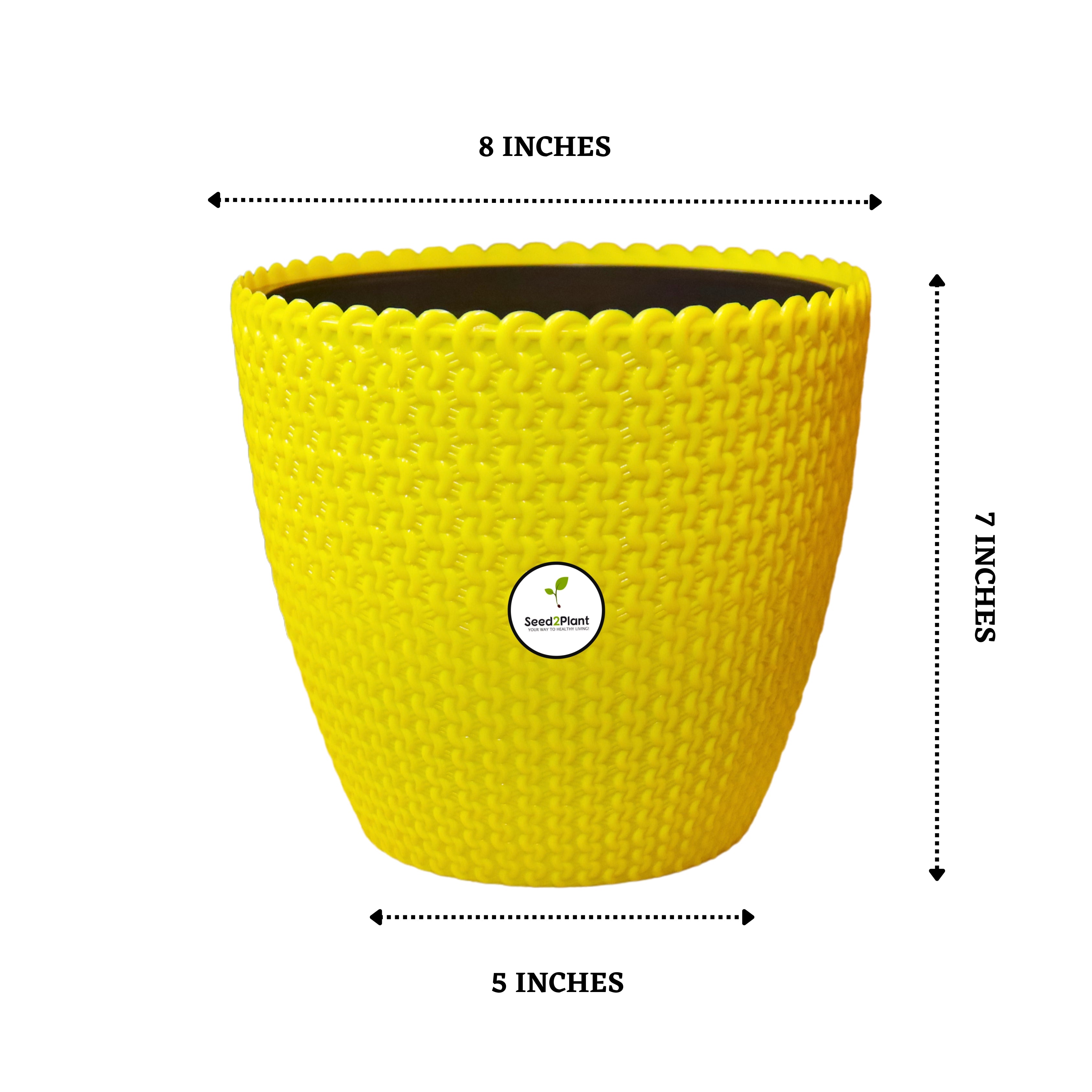 Flora Indoor Plastic Pot (with Inner Pot) - Yellow Colour