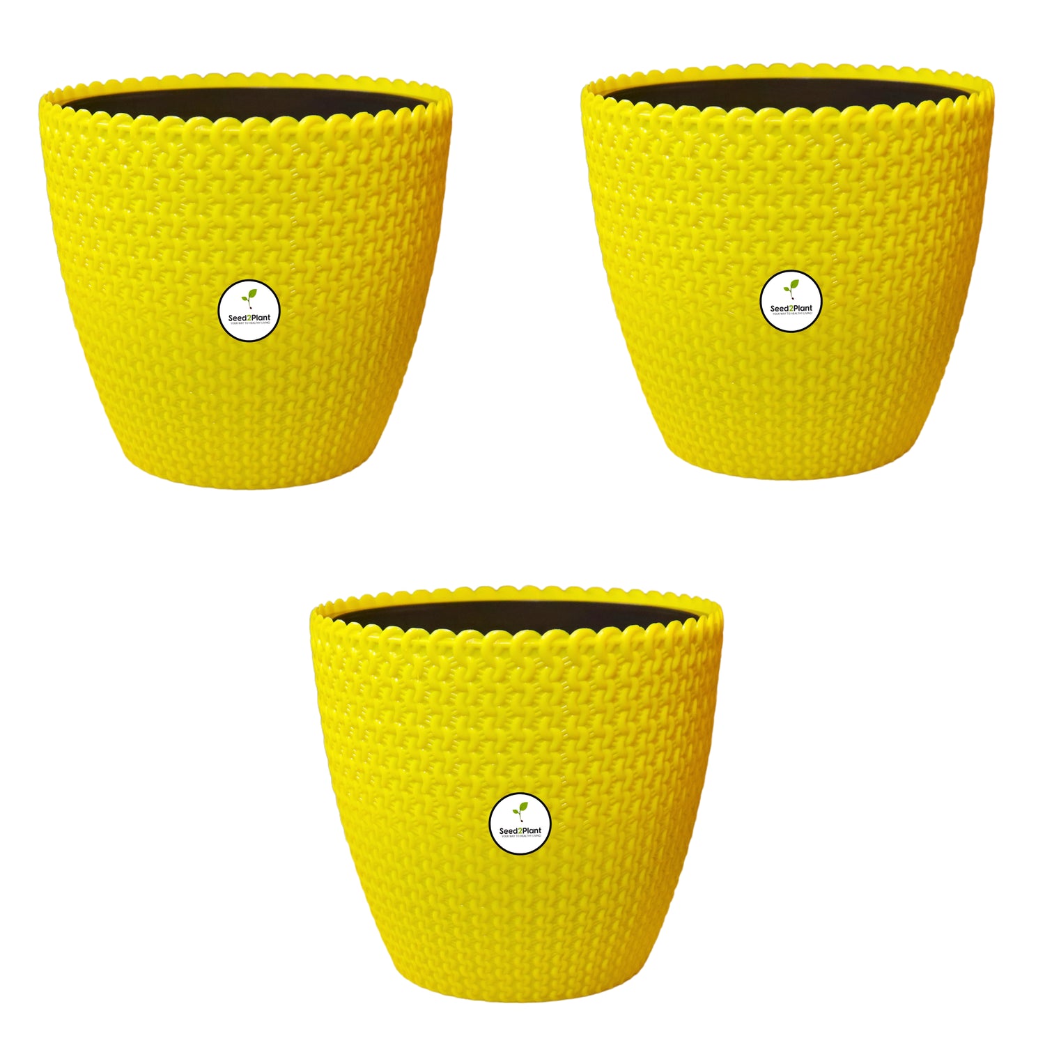 Flora Indoor Plastic Pot (with Inner Pot) - Yellow Colour