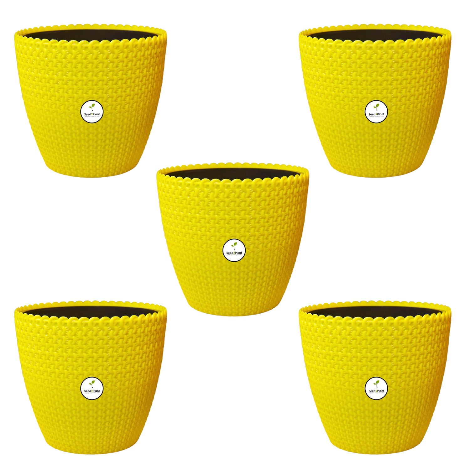 Flora Indoor Plastic Pot (with Inner Pot) - Yellow Colour