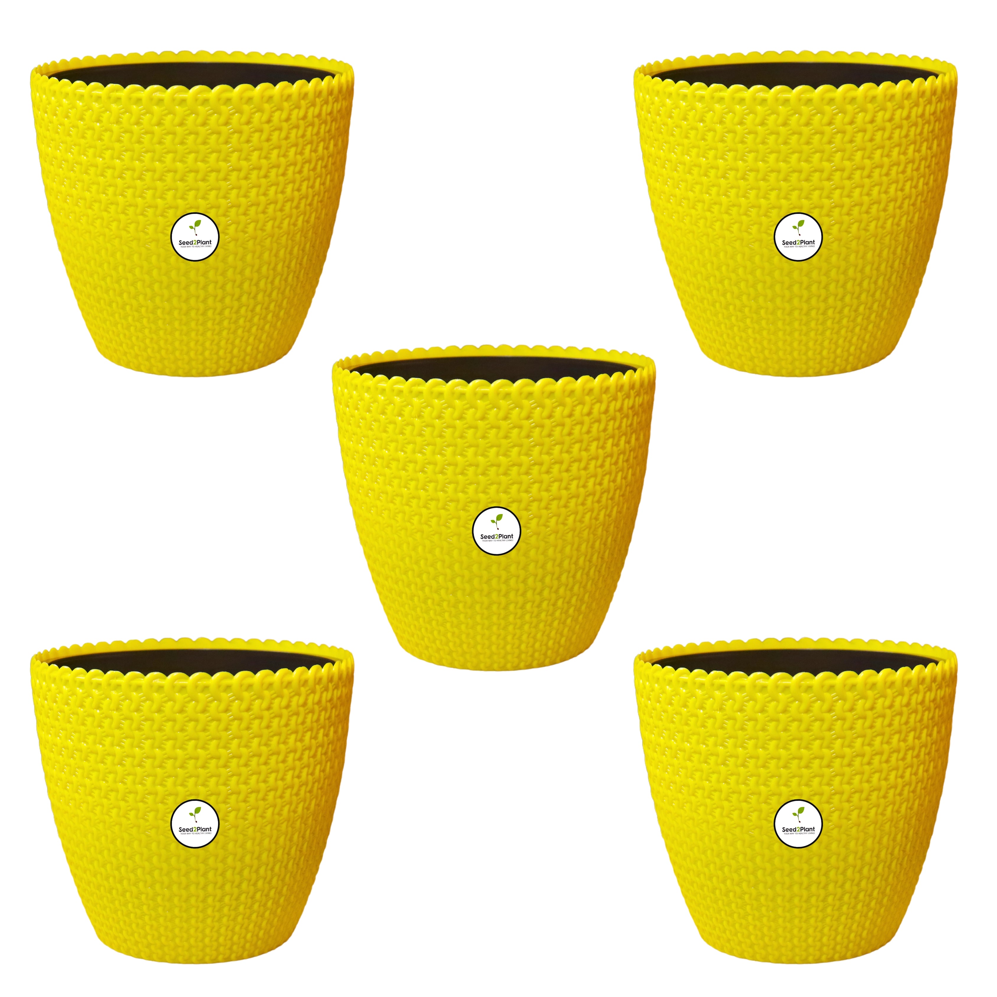 Flora Indoor Plastic Pot (with Inner Pot) - Yellow Colour