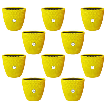 Flora Indoor Plastic Pot (with Inner Pot) - Yellow Colour