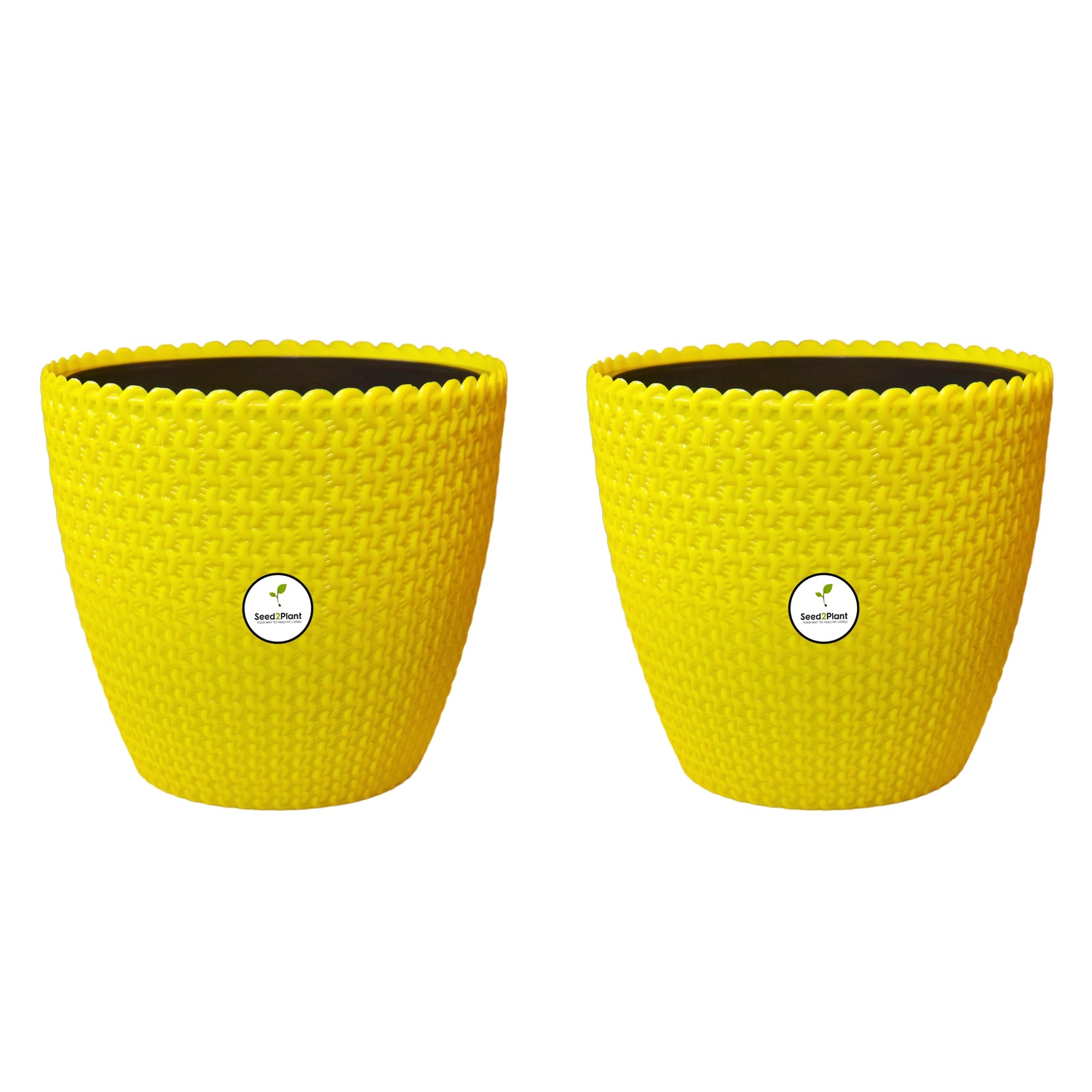 Flora Indoor Plastic Pot (with Inner Pot) - Yellow Colour