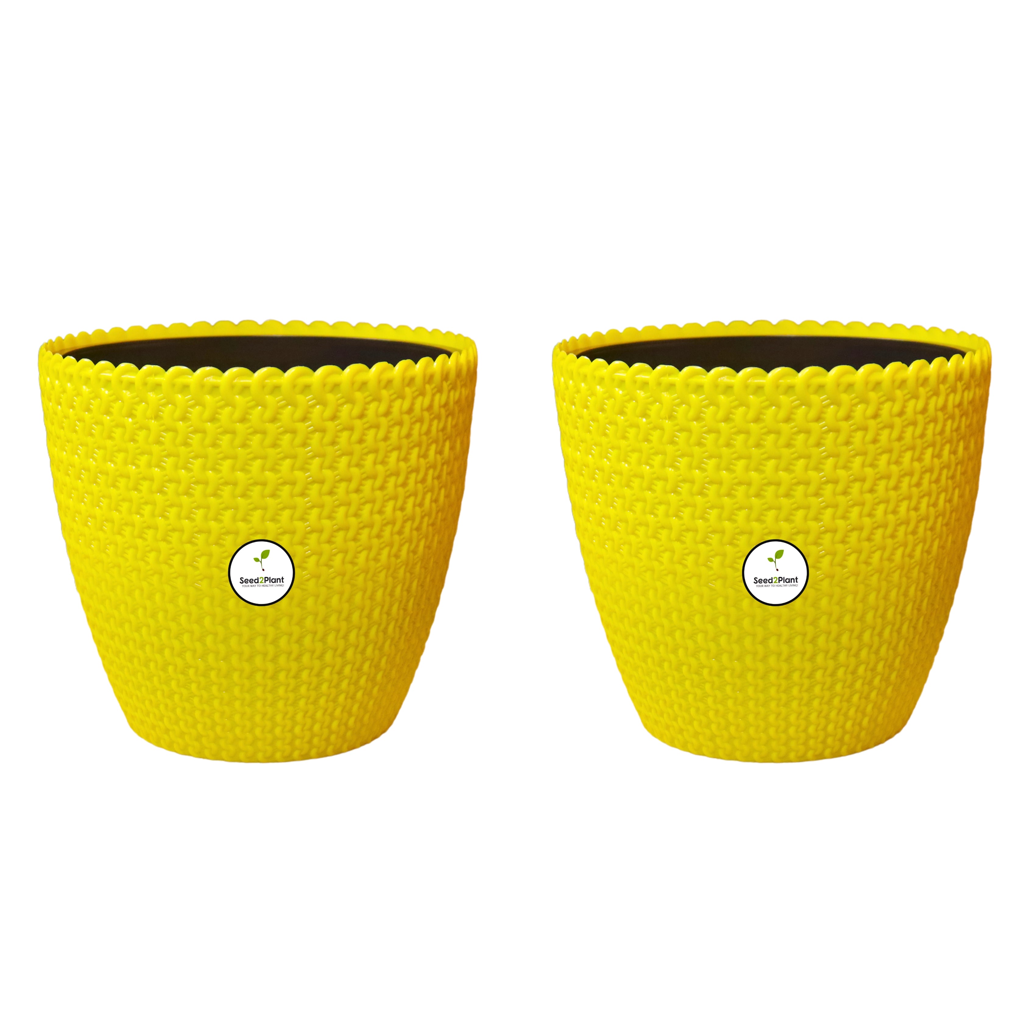 Flora Indoor Plastic Pot (with Inner Pot) - Yellow Colour