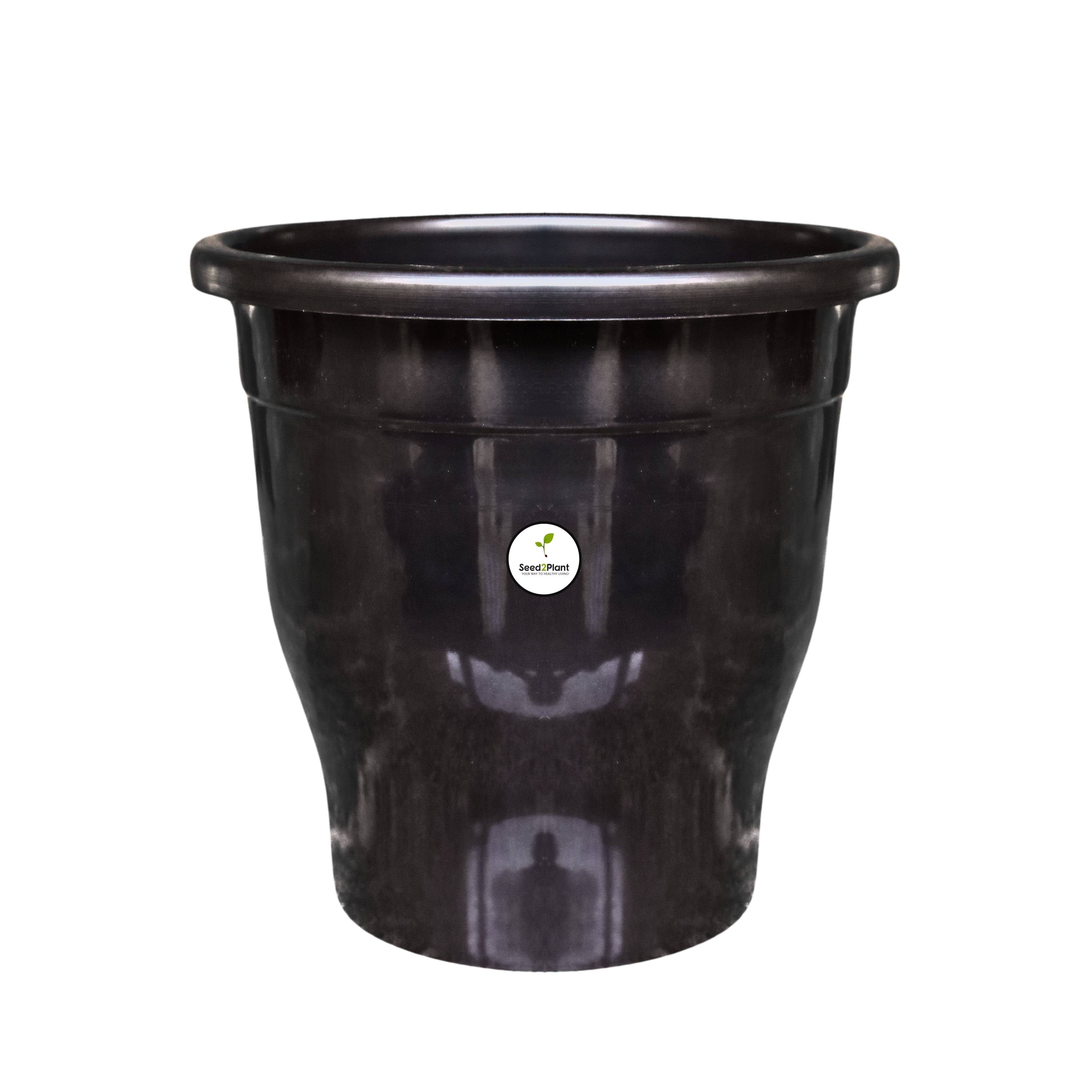 Glossy Black Plastic Pot / Planter