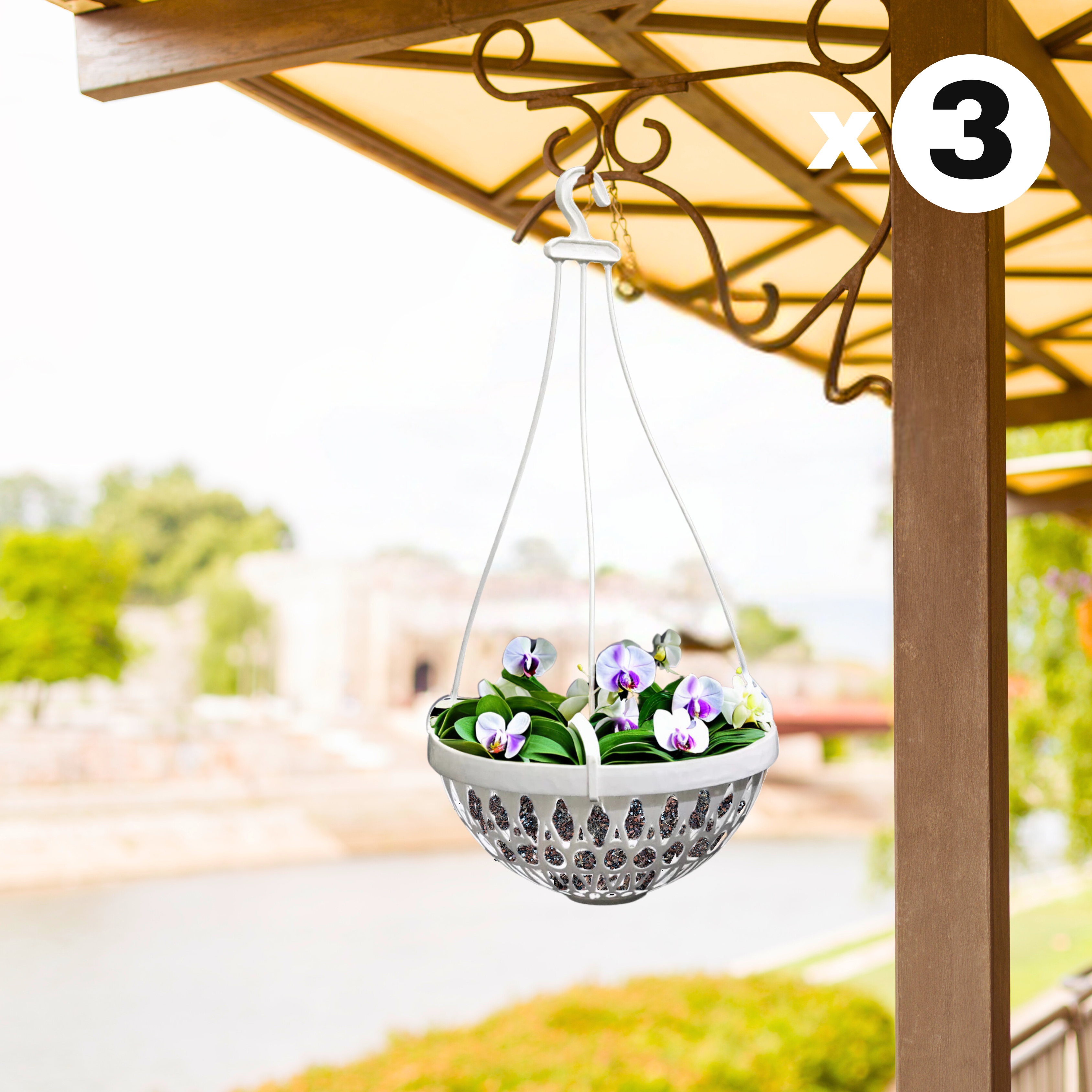 Hanging Orchid Pot - White Colour