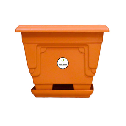 Prakriti Planter | Stylish Indian Terrace Garden 14 Inch Pot - Terracotta Colour