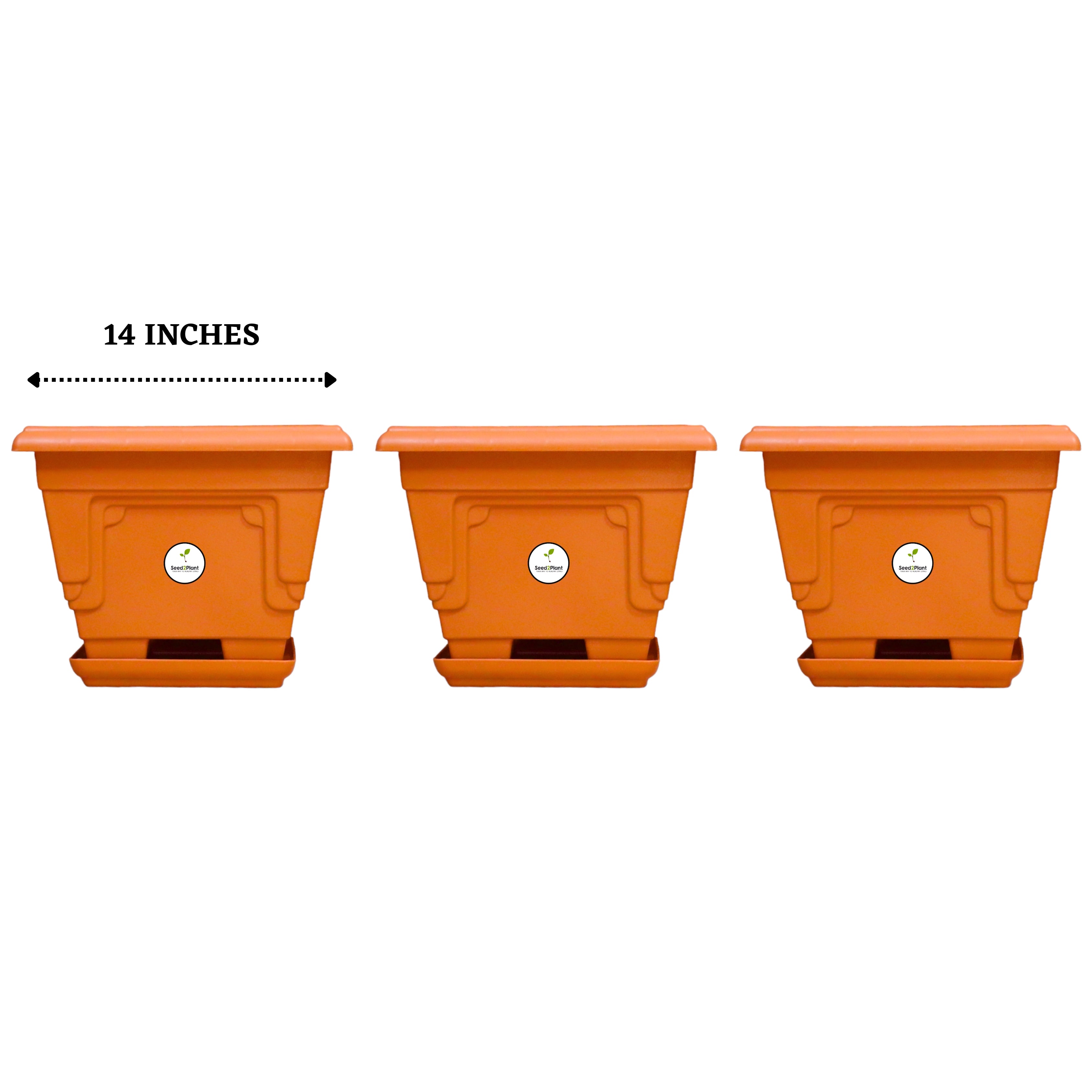 Prakriti Planter | Stylish Indian Terrace Garden 14 Inch Pot - Terracotta Colour