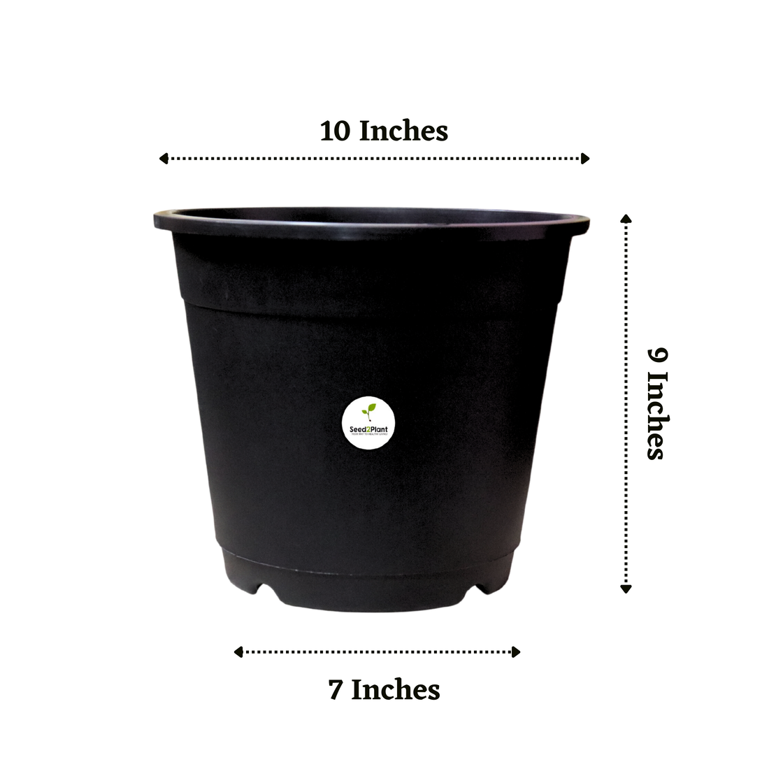 Plastic 10 Inches Nursery Pot with Trellis Holes - Black Colour