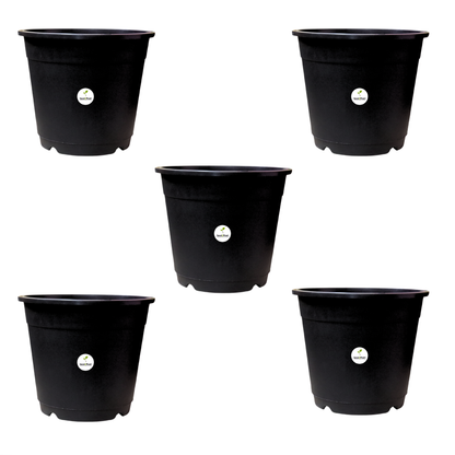 Plastic 10 Inches Nursery Pot with Trellis Holes - Black Colour