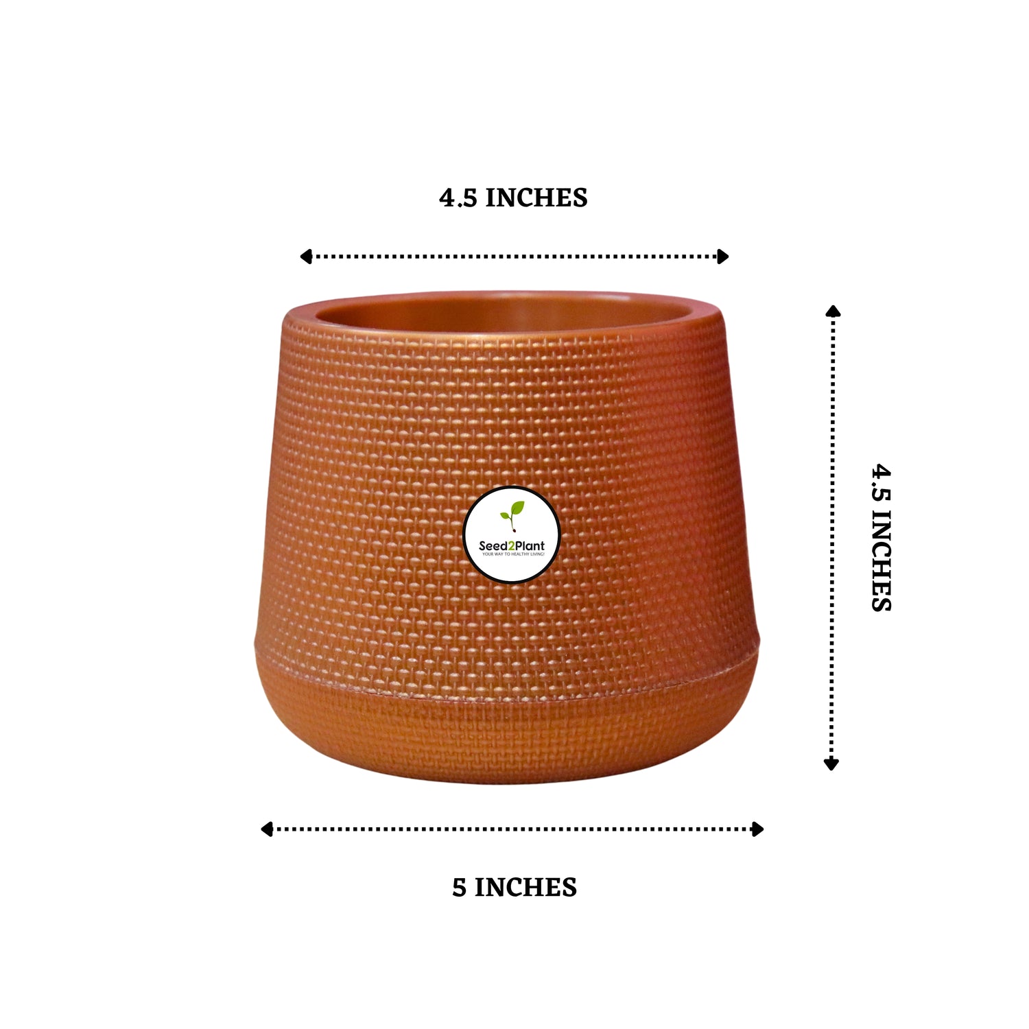 Elegant Polymer Woven-Design Indoor Plastic Pot - Brown Colour