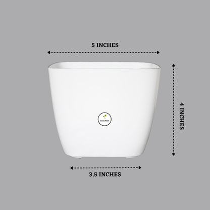 Square Indoor Planter / Pot with Inner Tray - White Colour