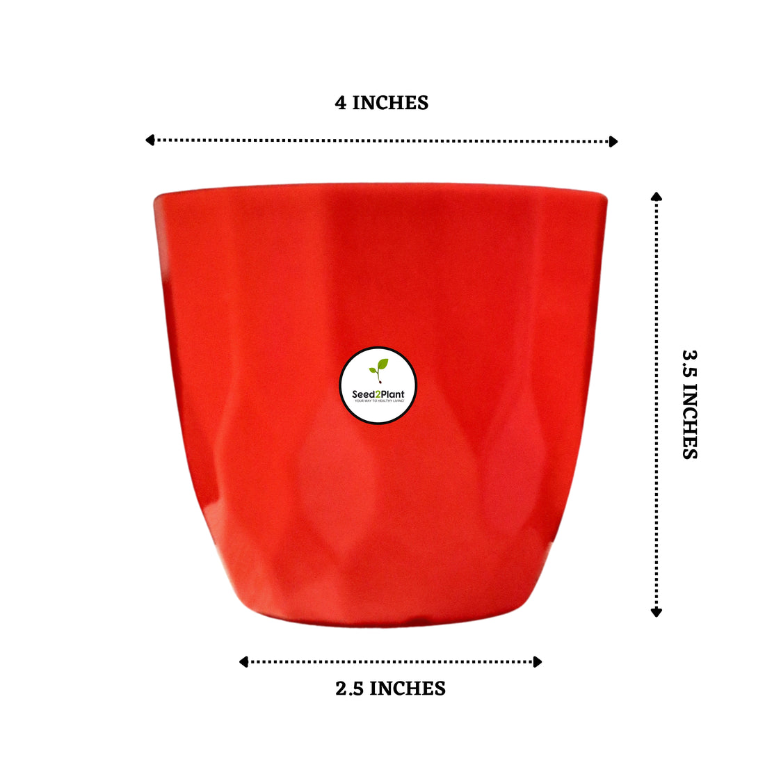 Indoor Tabletop Small Planter Plastic Pot - Red Colour