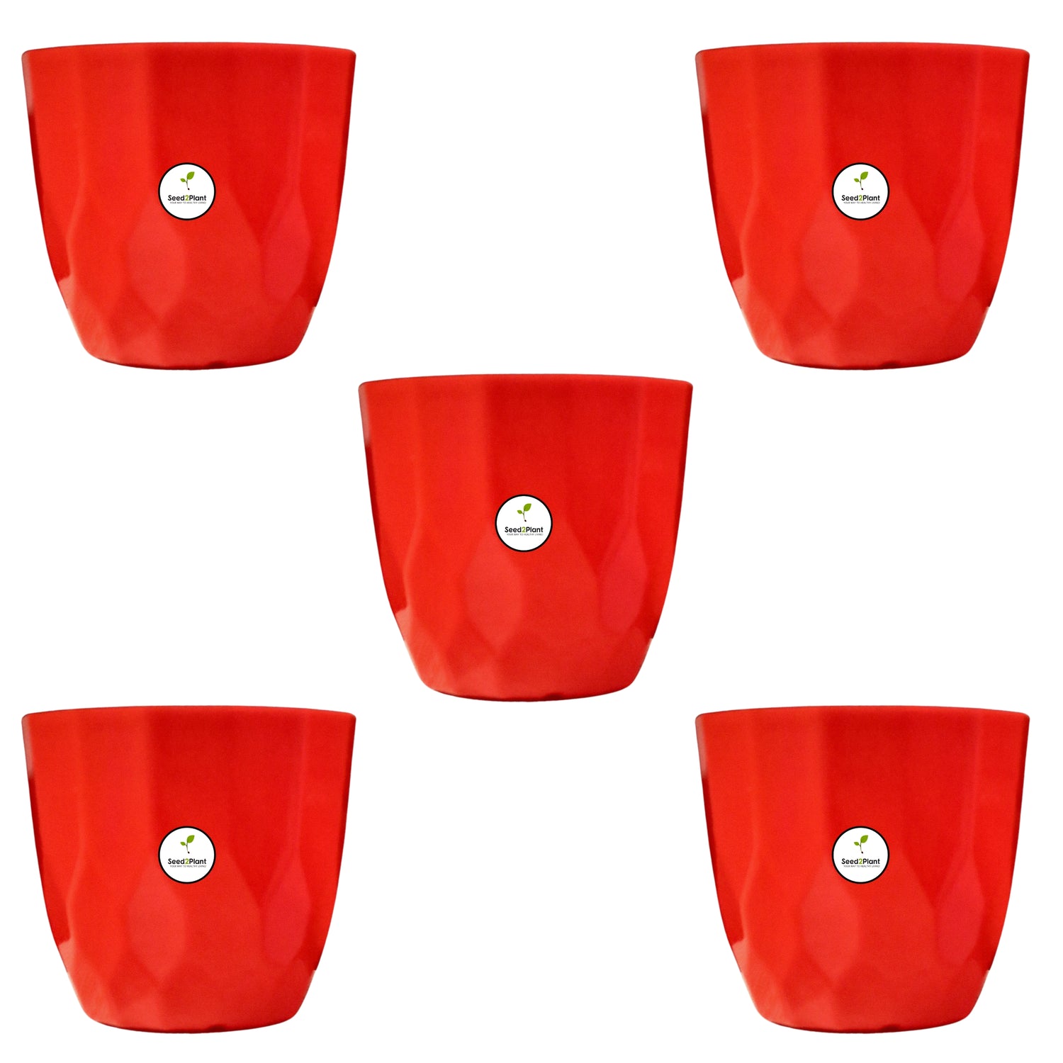 Indoor Tabletop Small Planter Plastic Pot - Red Colour