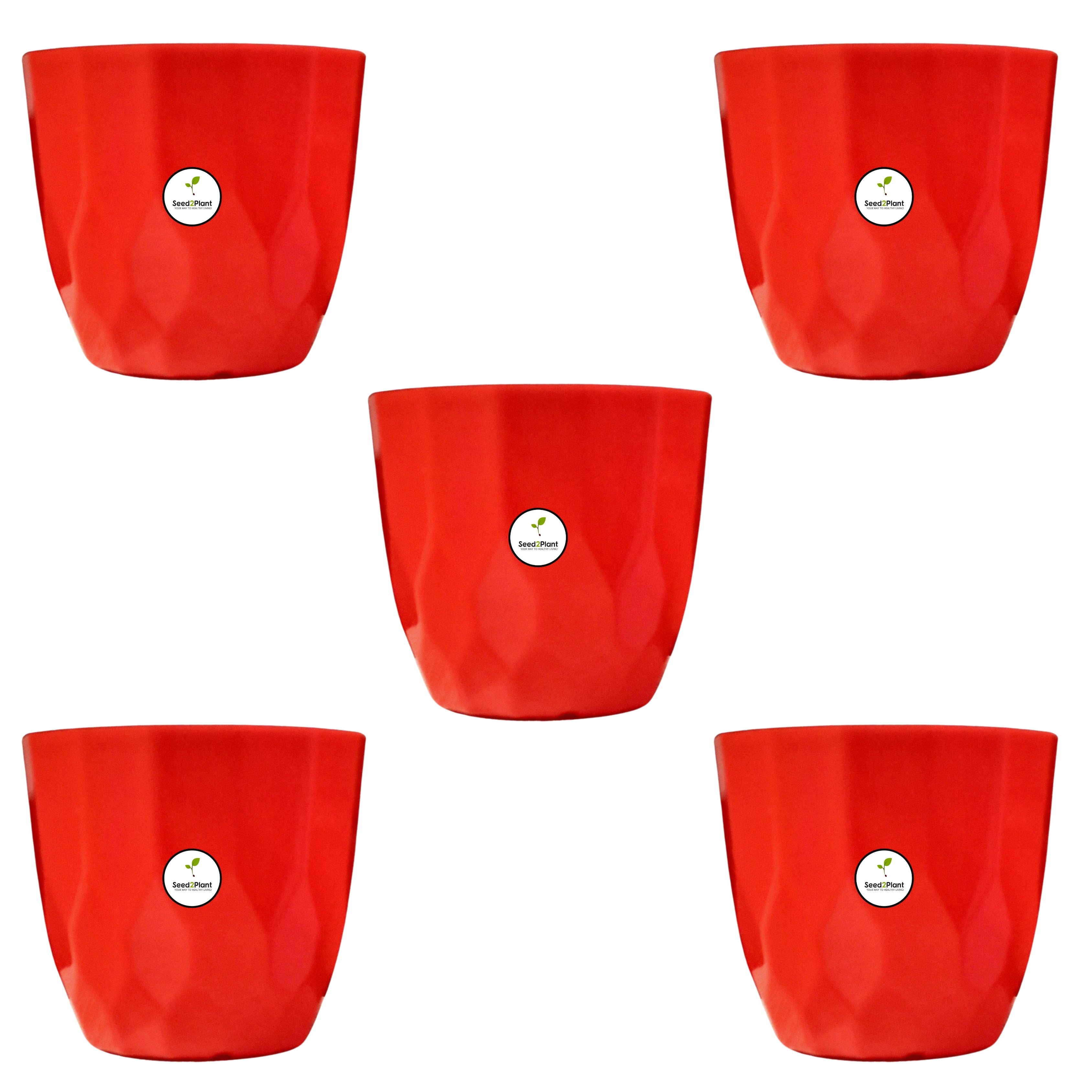 Indoor Tabletop Small Planter Plastic Pot - Red Colour