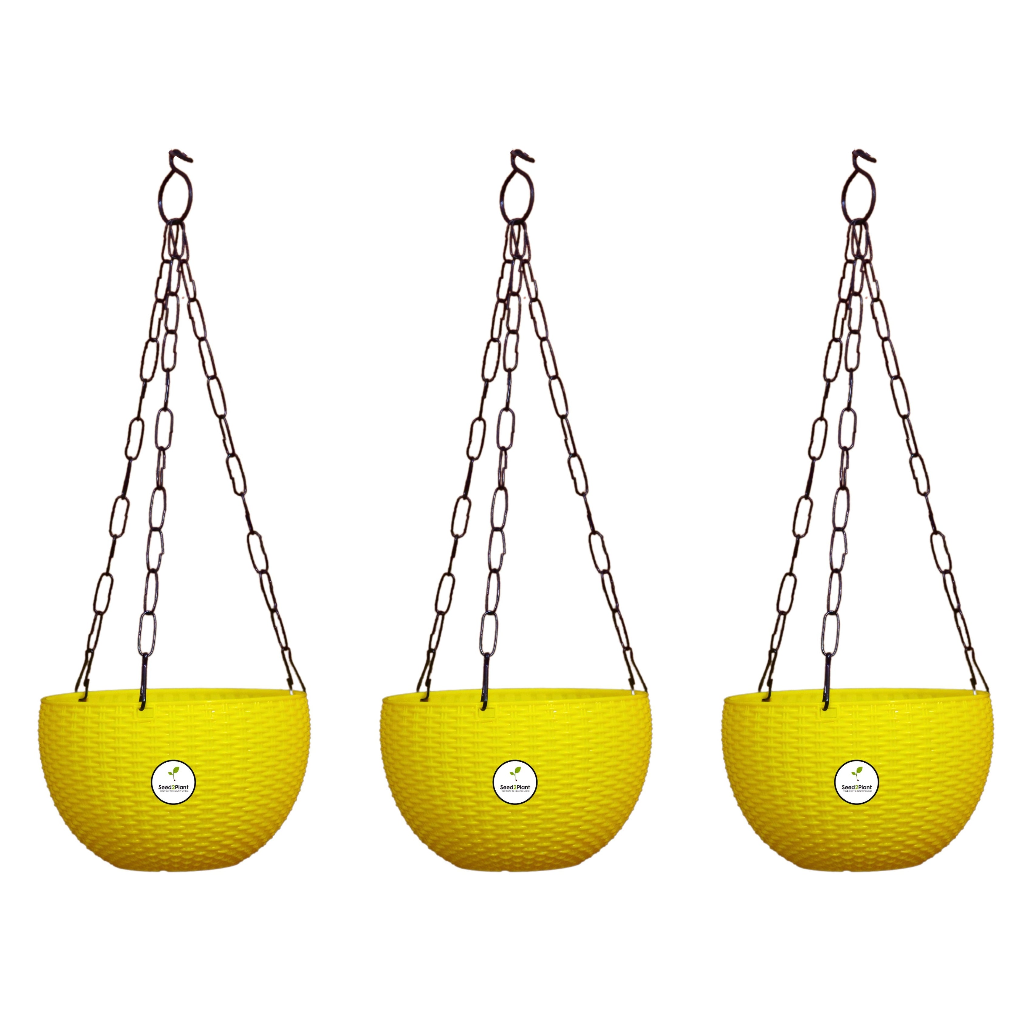 Ultra Model Virgin Plastic Hanging Pot - Yellow Colour
