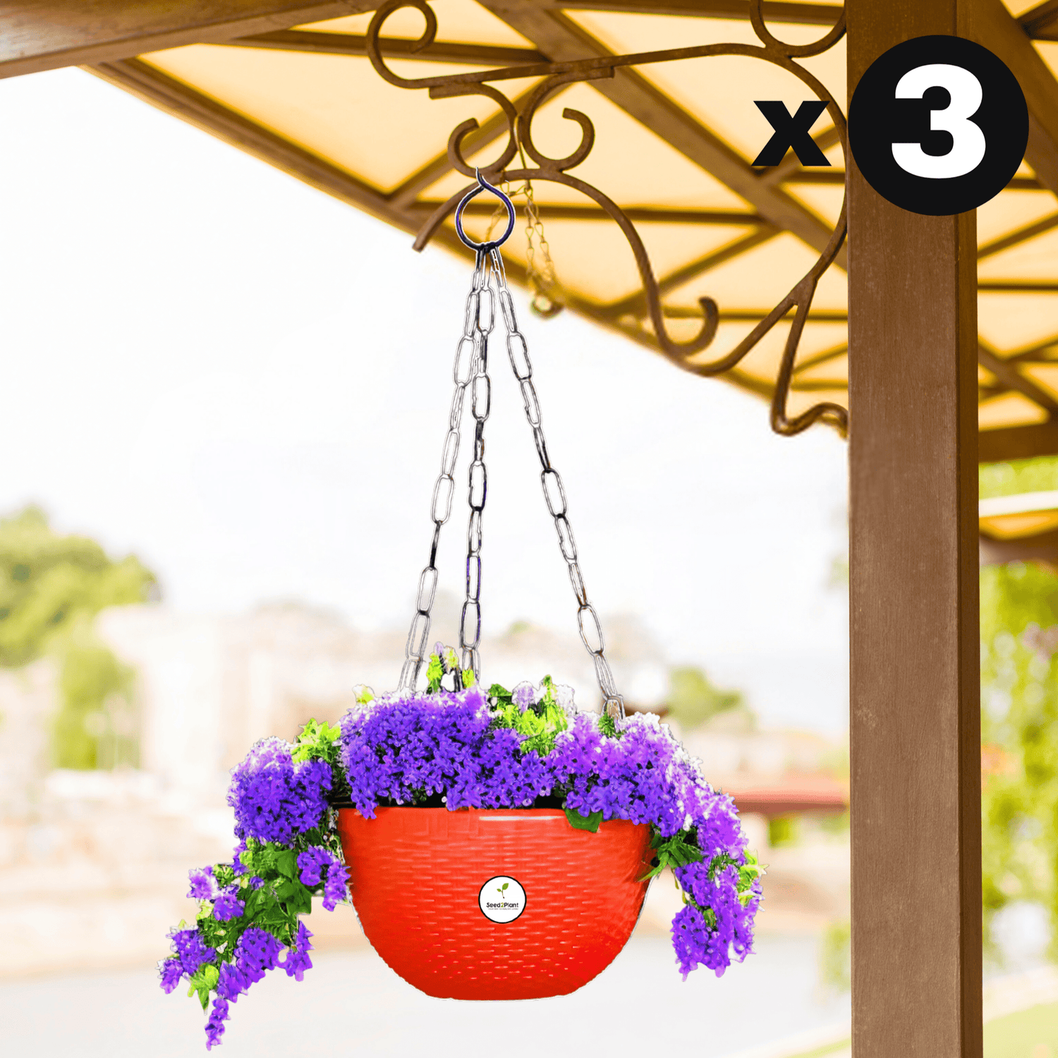 Ultra Model Virgin Plastic Hanging Pot - Red Colour