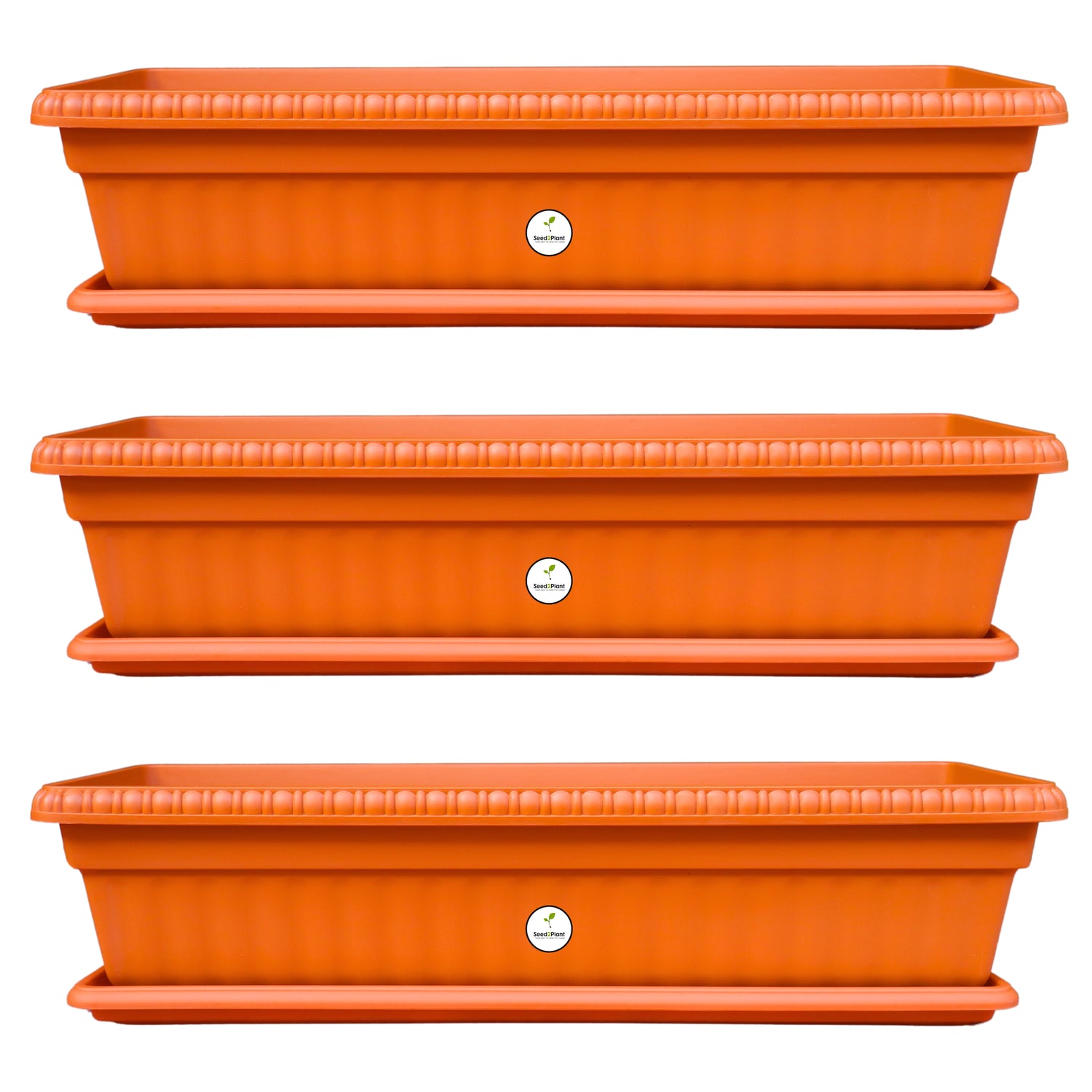 Vibrant Terracotta Rectangular Planter