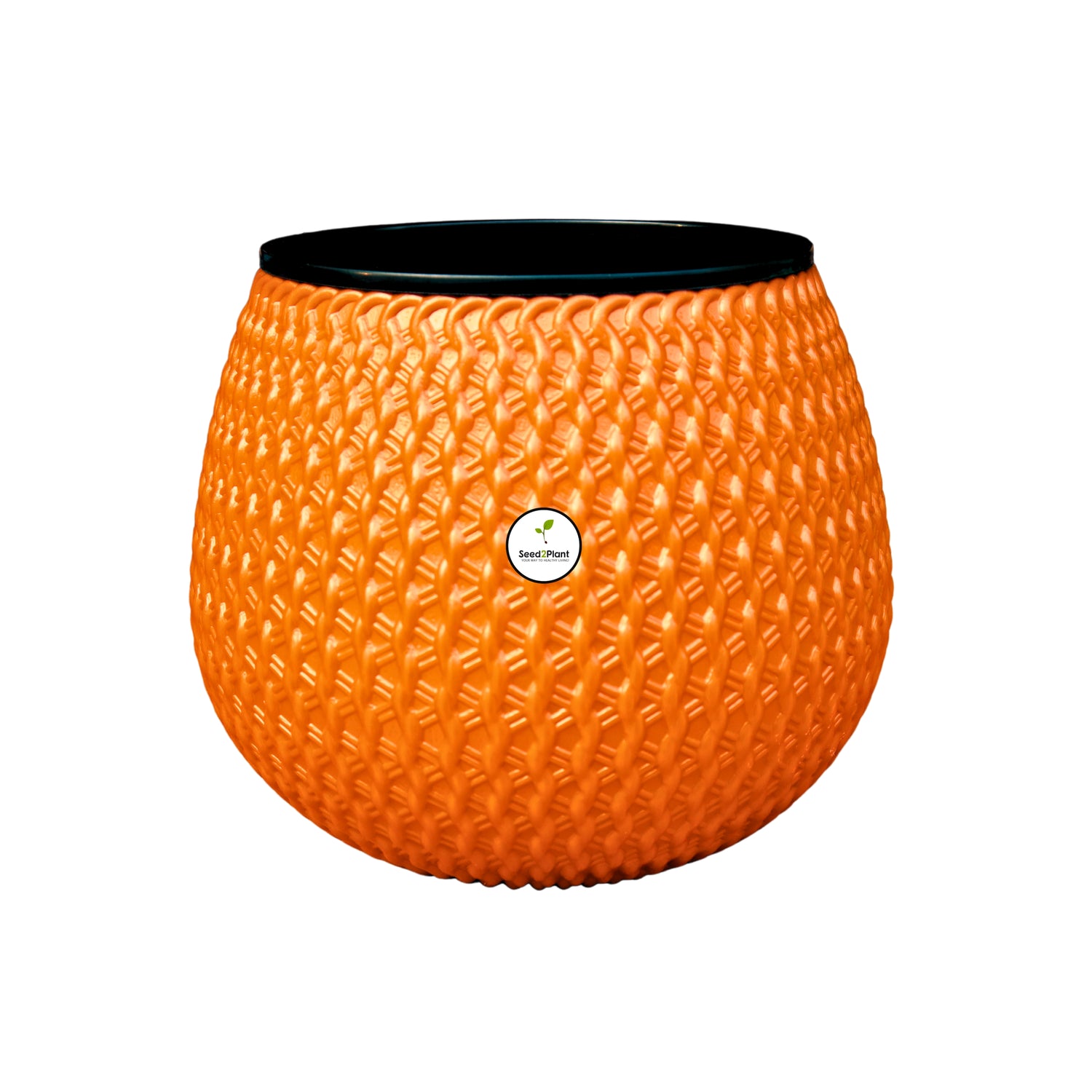 Woven Elegance Indoor Planter (with Inner Pot) - Golden Colour