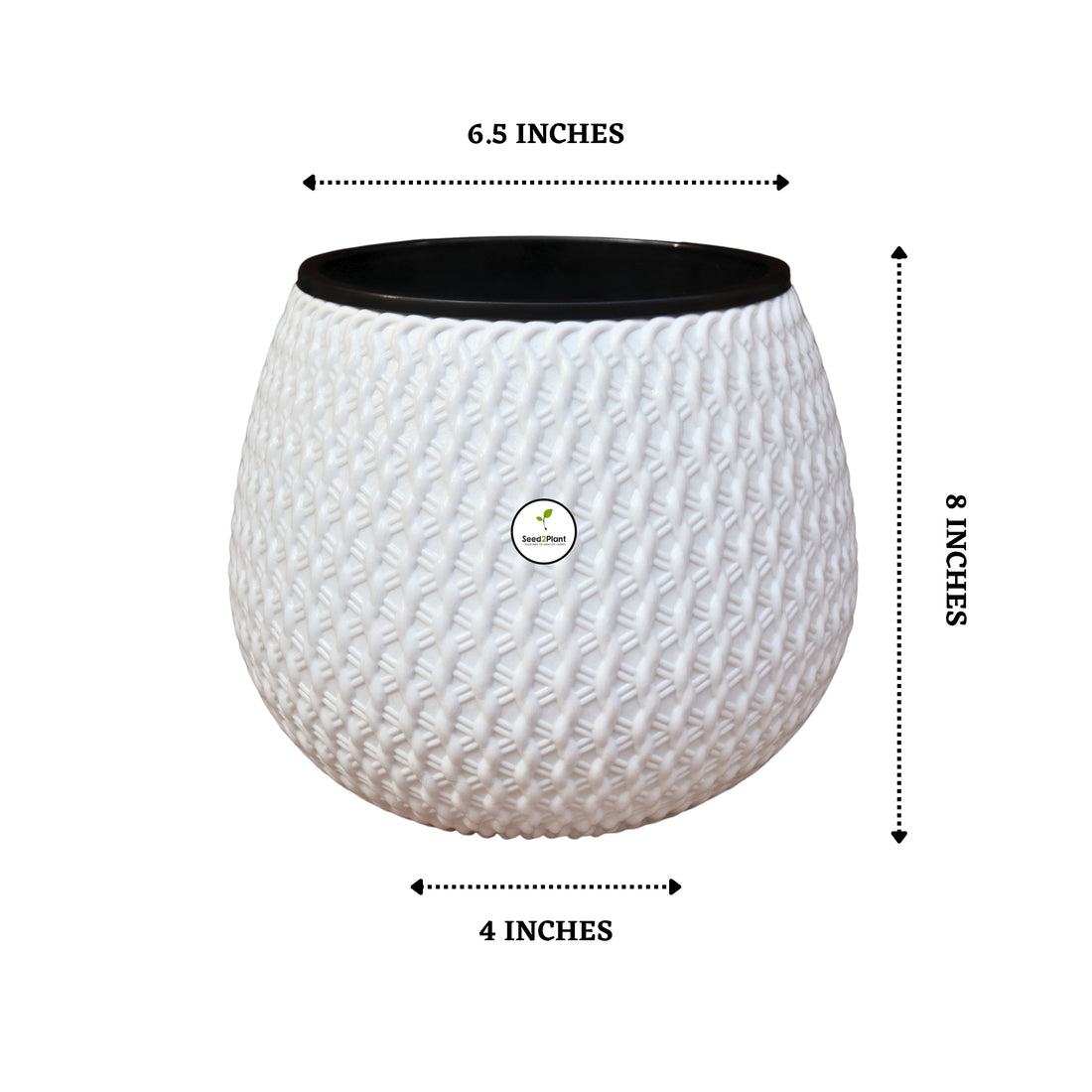 Woven Elegance Indoor Planter (with Inner Pot) - White Colour