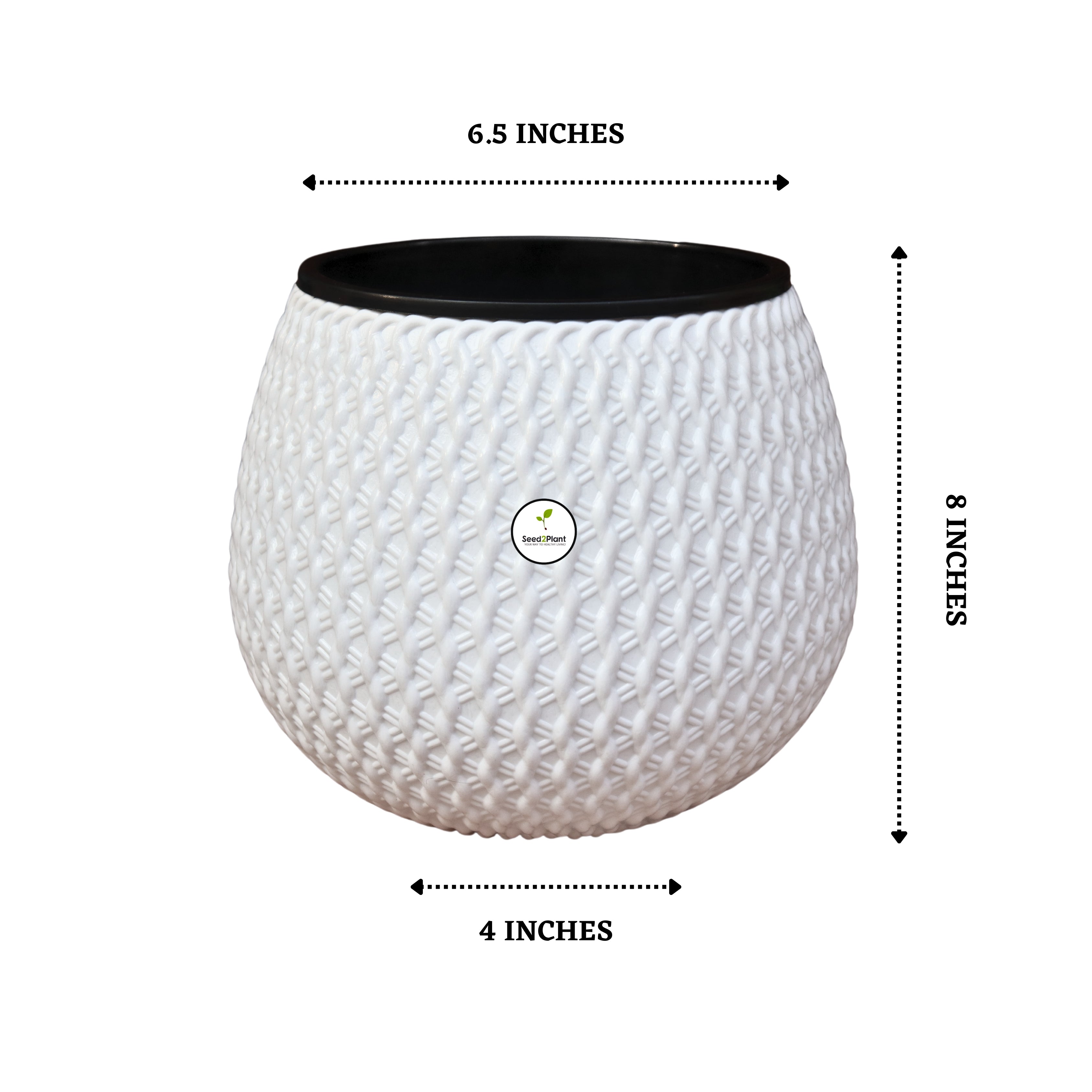 Woven Elegance Indoor Planter (with Inner Pot) - White Colour