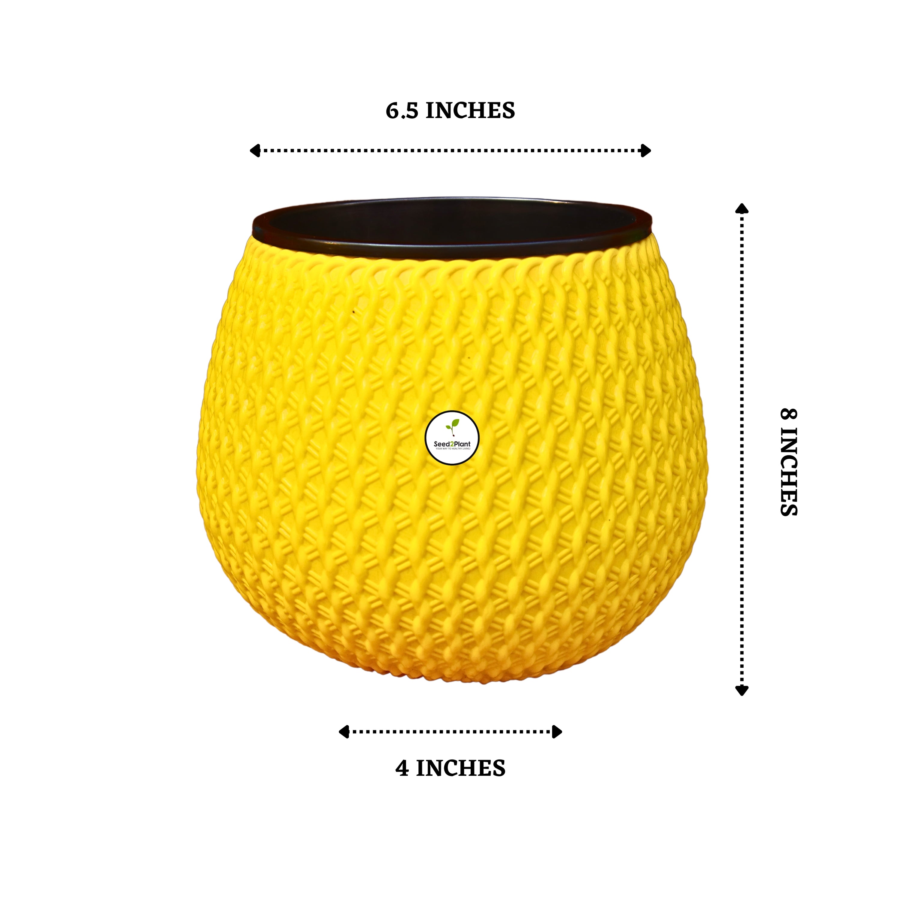 Woven Elegance Indoor Planter (with Inner Pot) - Yellow Colour – Seed2Plant