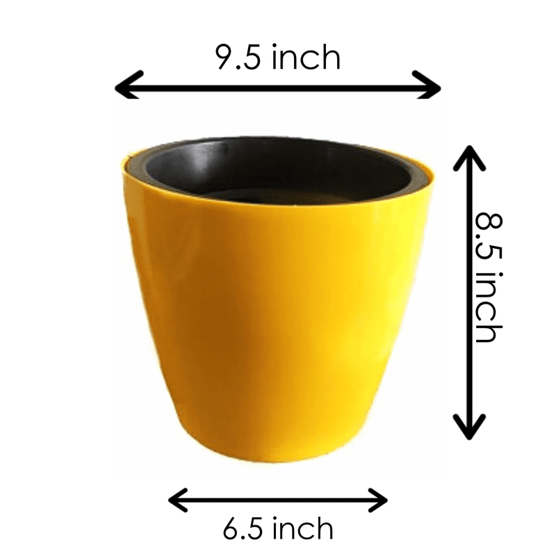 Self Watering Indoor Plastic Pot With Inner Pot Set - Yellow Color
