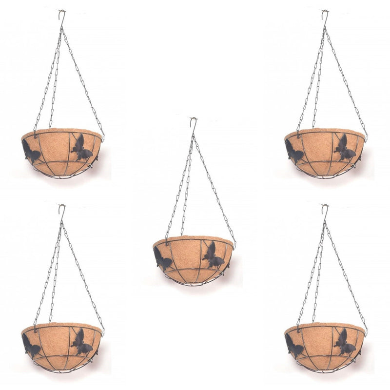 12 Inch Coir Hanging Pot With Liner and Chain full Set(Butterfly Basket)