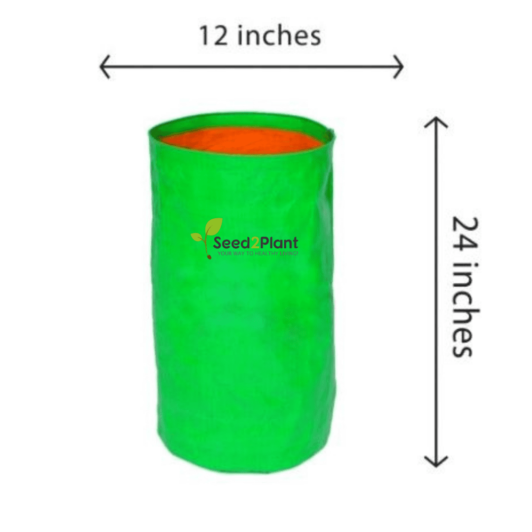 12x24 Inches (1x2 Ft) (pack of 10) - 220 GSM HDPE Round Grow Bag